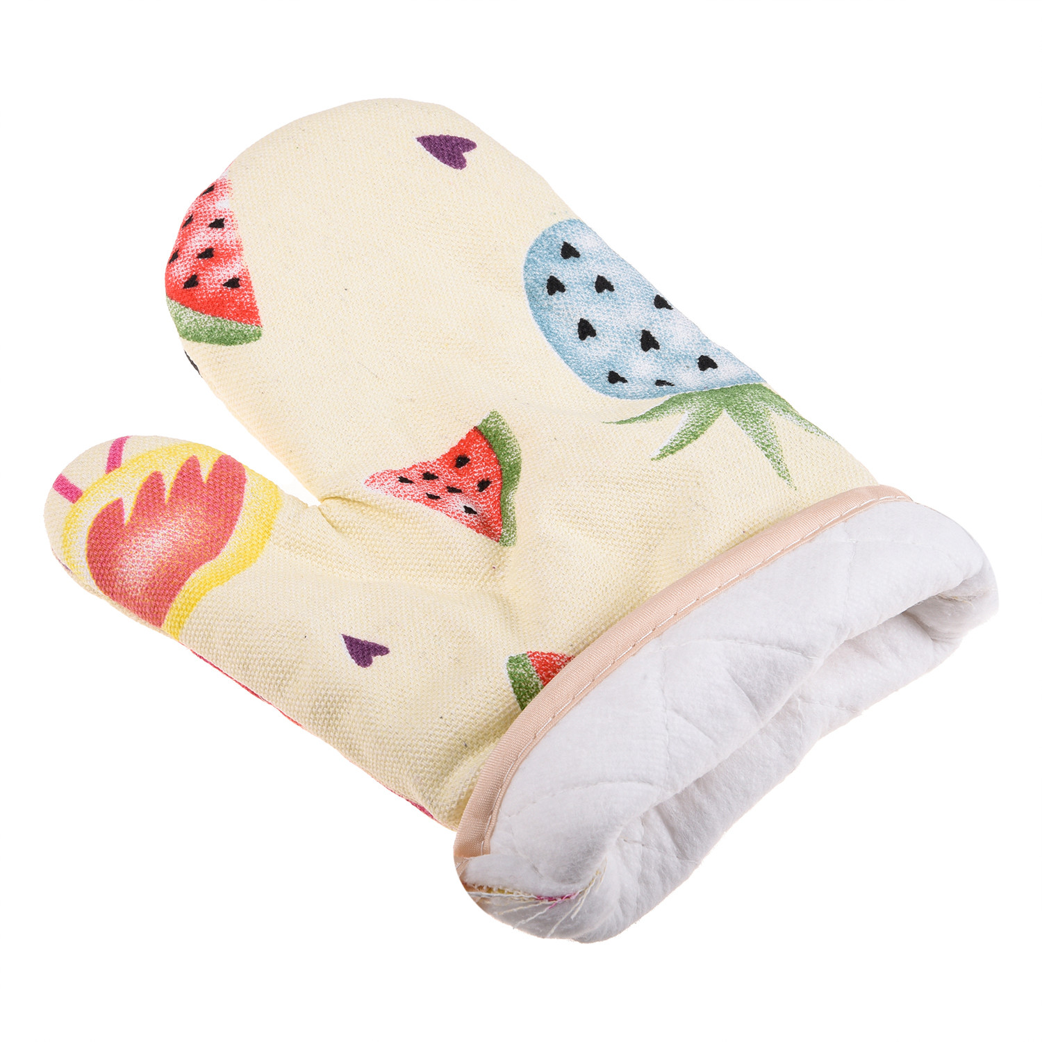 Kuber Industries Oven Mitts|Cotton Microwave Oven Insulated Gloves|Duck Print Hanging Loop Kitchen Oven|Heat Resistant|Microwave Gloves For Kitchen|1 Pair (Cream)
