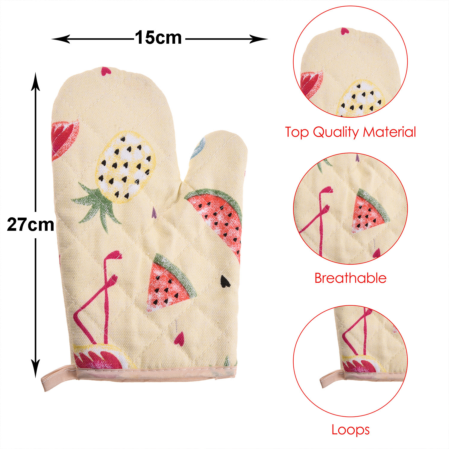 Kuber Industries Oven Mitts|Cotton Microwave Oven Insulated Gloves|Duck Print Hanging Loop Kitchen Oven|Heat Resistant|Microwave Gloves For Kitchen|1 Pair (Cream)