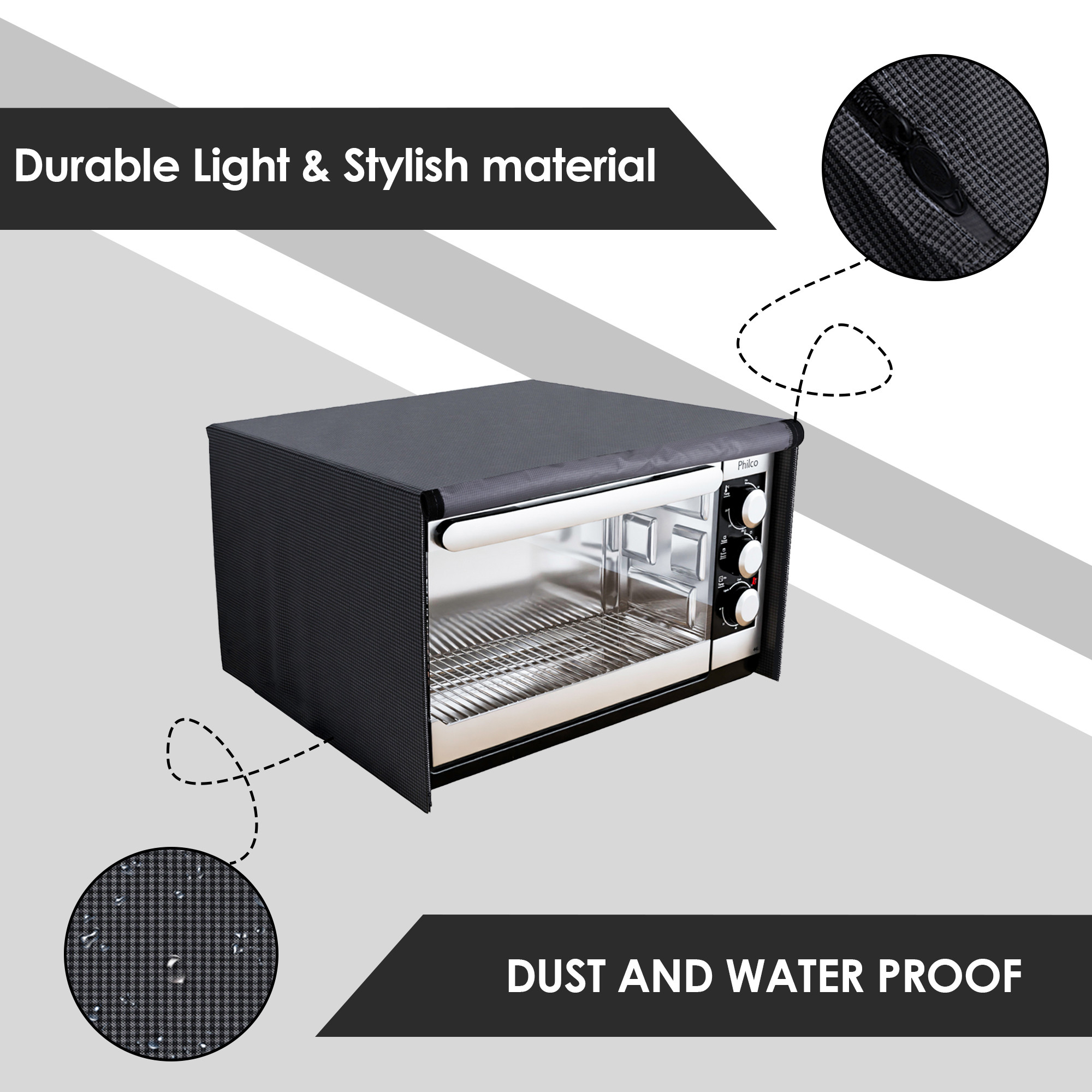 Kuber Industries Oven Top Cover    Microwave Grill Cover  Oven Protector Cover  Oven Appliance Cover  Waterproof Oven Cover for Kitchen  Mini Check  Grey