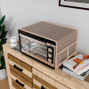 Oven Top Cover | Microwave Oven Top Cover | Microwave Cover with 4 Utility Pockets | Oven Cover for Kitchen Décor | Barik Check Oven Top Cover | Brown