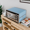 Oven Top Cover | Microwave Oven Top Cover | Microwave Cover with 4 Utility Pockets | Oven Cover for Kitchen Décor | Barik Check Oven Top Cover | Blue