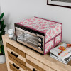Oven Top Cover | Microwave Oven Top Cover | Microwave Cover with 4 Utility Pockets | Oven Cover for Kitchen Décor | Barik Flower Oven Top Cover | Pink