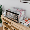 Oven Top Cover | Microwave Oven Top Cover | Microwave Cover with 4 Utility Pockets | Oven Cover for Kitchen Décor | Pink Flower Oven Top Cover | Gray