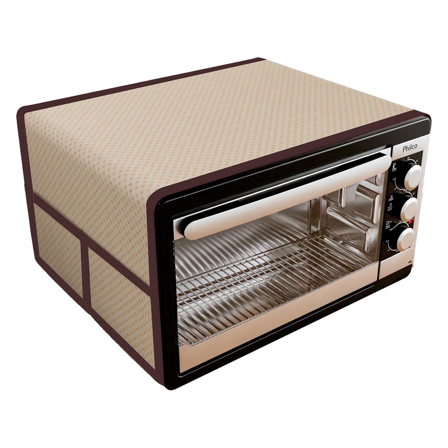 Kuber Industries Oven Top Cover  Microwave Oven Top Cover  Microwave Cover with 4 Utility Pockets  Oven Cover for Kitchen Dcor  Dot Design Oven Top Cover  30 LTR  Golden