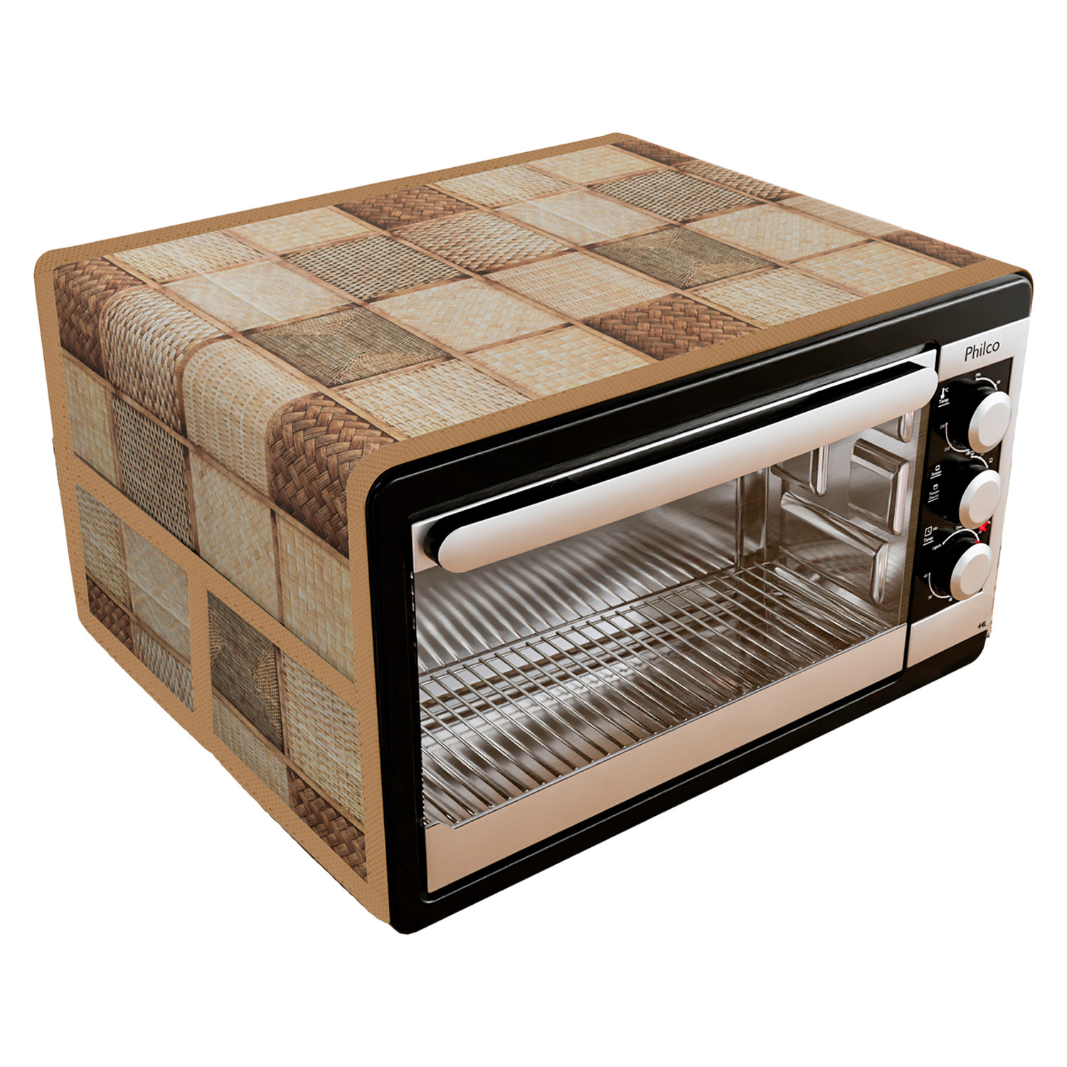 Kuber Industries Oven Top Cover  Microwave Oven Top Cover  Microwave Cover with 4 Utility Pockets  Oven Cover for Kitchen Dcor  Chatai Oven Top Cover  Brown