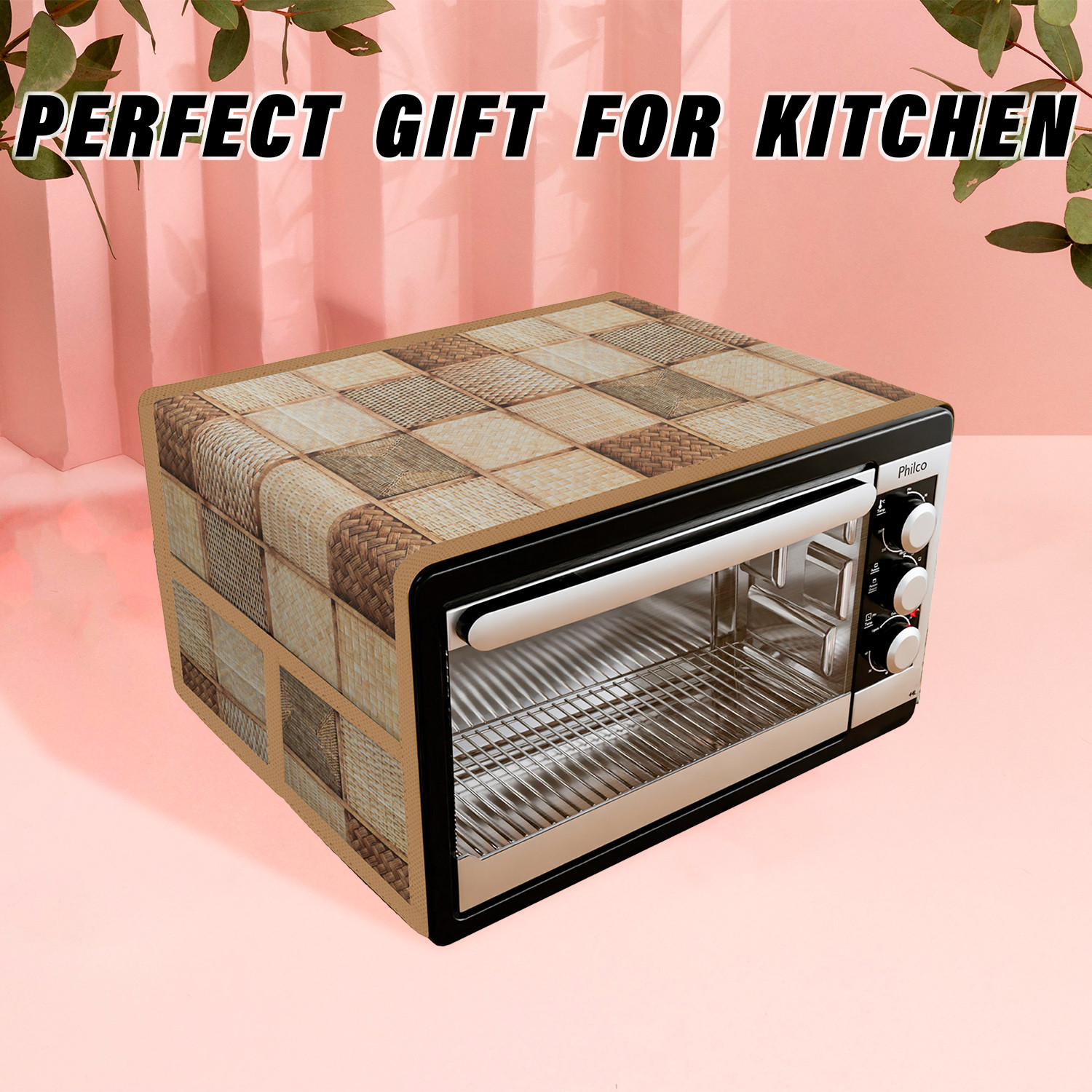 Kuber Industries Oven Top Cover  Microwave Oven Top Cover  Microwave Cover with 4 Utility Pockets  Oven Cover for Kitchen Dcor  Chatai Oven Top Cover  Brown