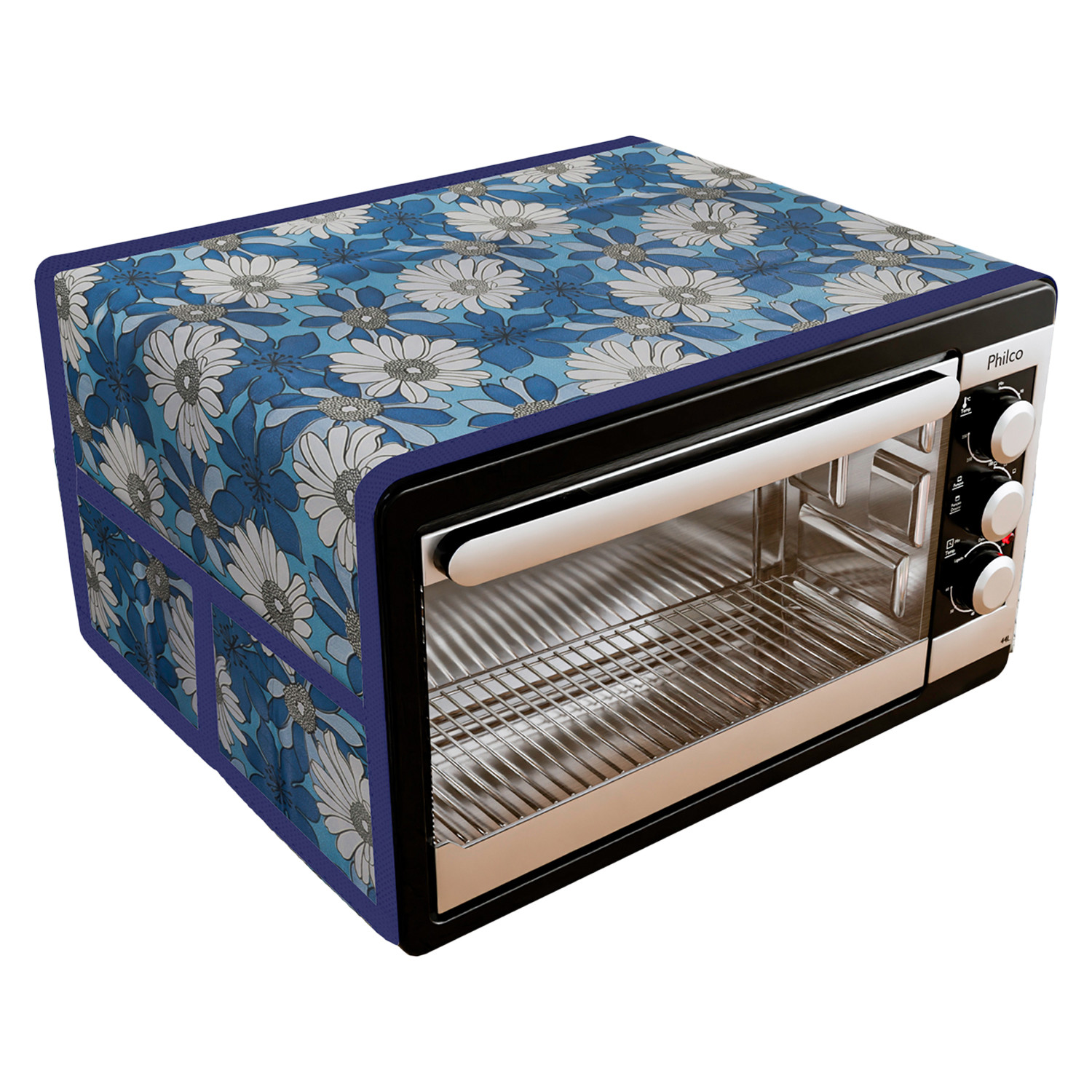 Kuber Industries Oven Top Cover  Microwave Oven Top Cover  Microwave Cover with 4 Utility Pockets  Oven Cover for Kitchen Dcor  Sunflower Oven Top Cover  Blue