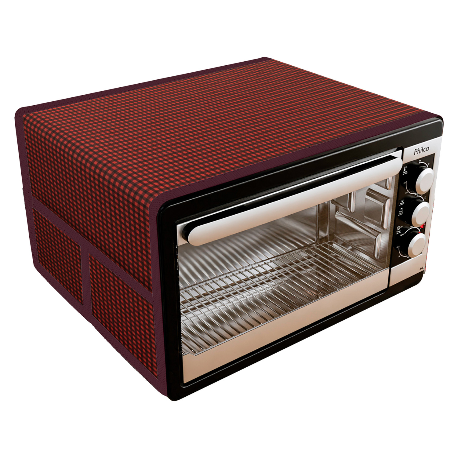 Kuber Industries Oven Top Cover  Microwave Oven Top Cover  Microwave Cover with 4 Utility Pockets  Oven Cover for Kitchen Dcor  Barik Check Oven Top Cover  Maroon