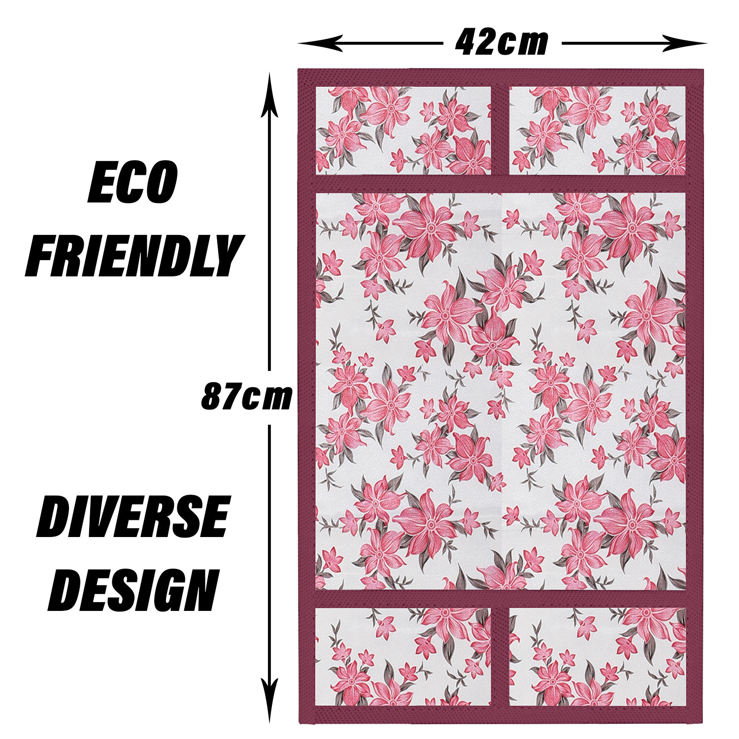 Kuber Industries Oven Top Cover | Microwave Oven Top Cover | Microwave Cover with 4 Utility Pockets | Oven Cover for Kitchen Décor | Barik Flower Oven Top Cover | Pink