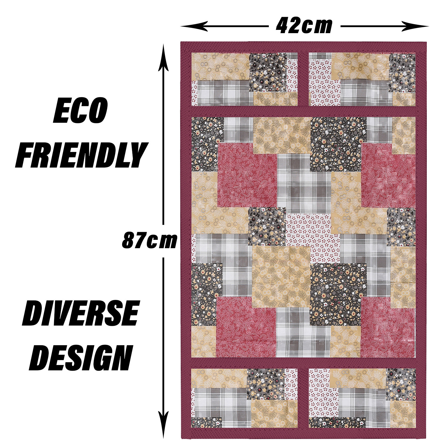 Kuber Industries Oven Top Cover | Microwave Oven Top Cover | Microwave Cover with 4 Utility Pockets | Oven Cover for Kitchen Décor | Barik Flower Oven Top Cover | Maroon