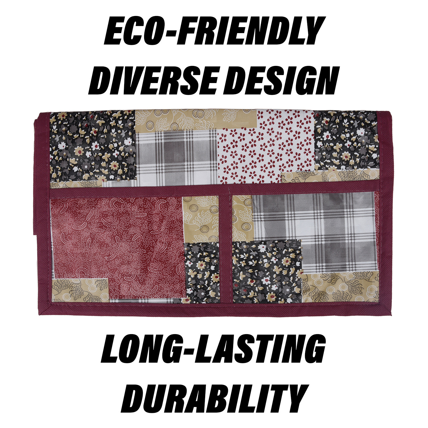 Kuber Industries Oven Top Cover | Microwave Oven Top Cover | Microwave Cover with 4 Utility Pockets | Oven Cover for Kitchen Décor | Barik Flower Oven Top Cover | Maroon