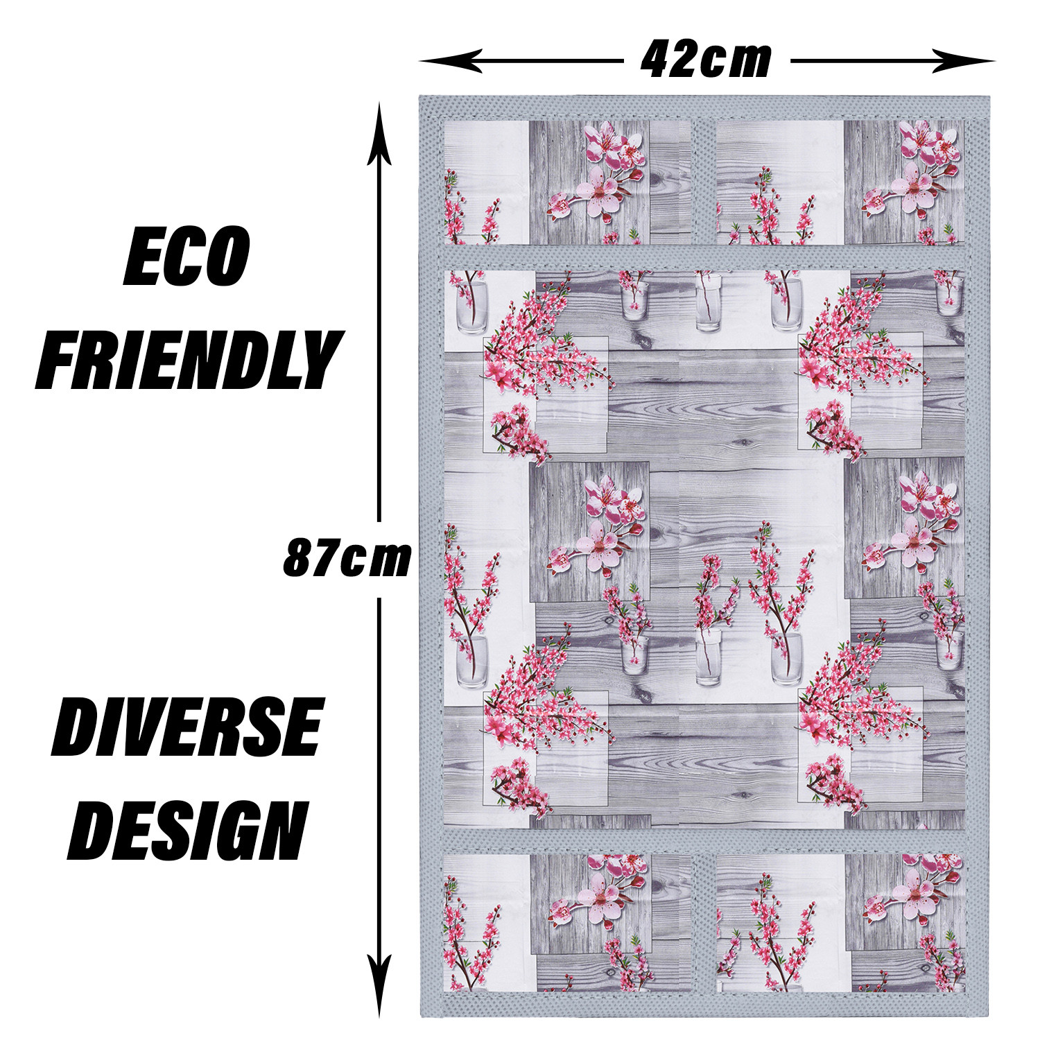 Kuber Industries Oven Top Cover | Microwave Oven Top Cover | Microwave Cover with 4 Utility Pockets | Oven Cover for Kitchen Décor | Pink Flower Oven Top Cover | Gray