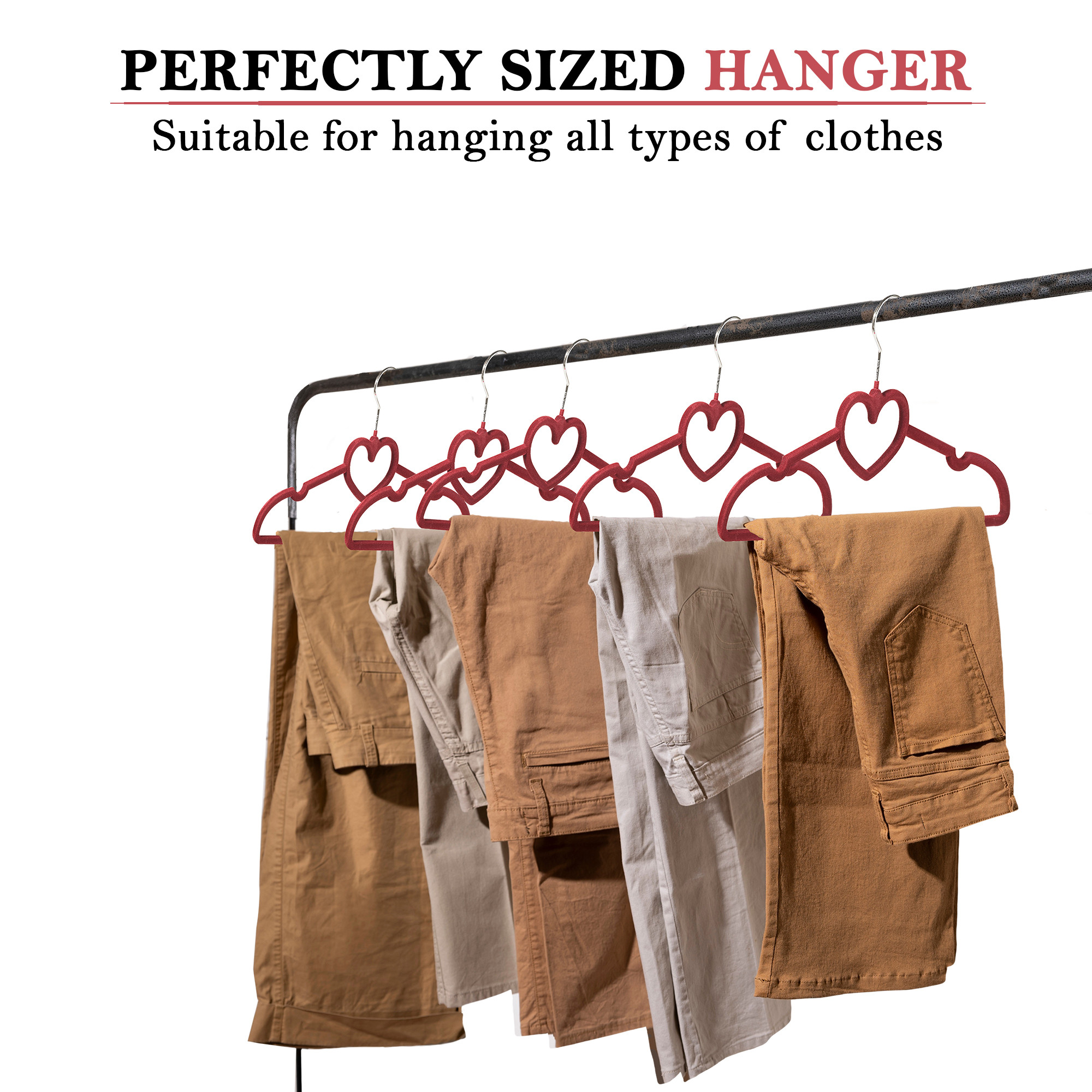 Kuber Industries Pack of 10 Hanger for Clothes  Space-Saving Sarees  Dress Hanger for Wardrobe  Durable and Non-Slip Design Hangers for Clothes Hanging  HD-2-RD  Red