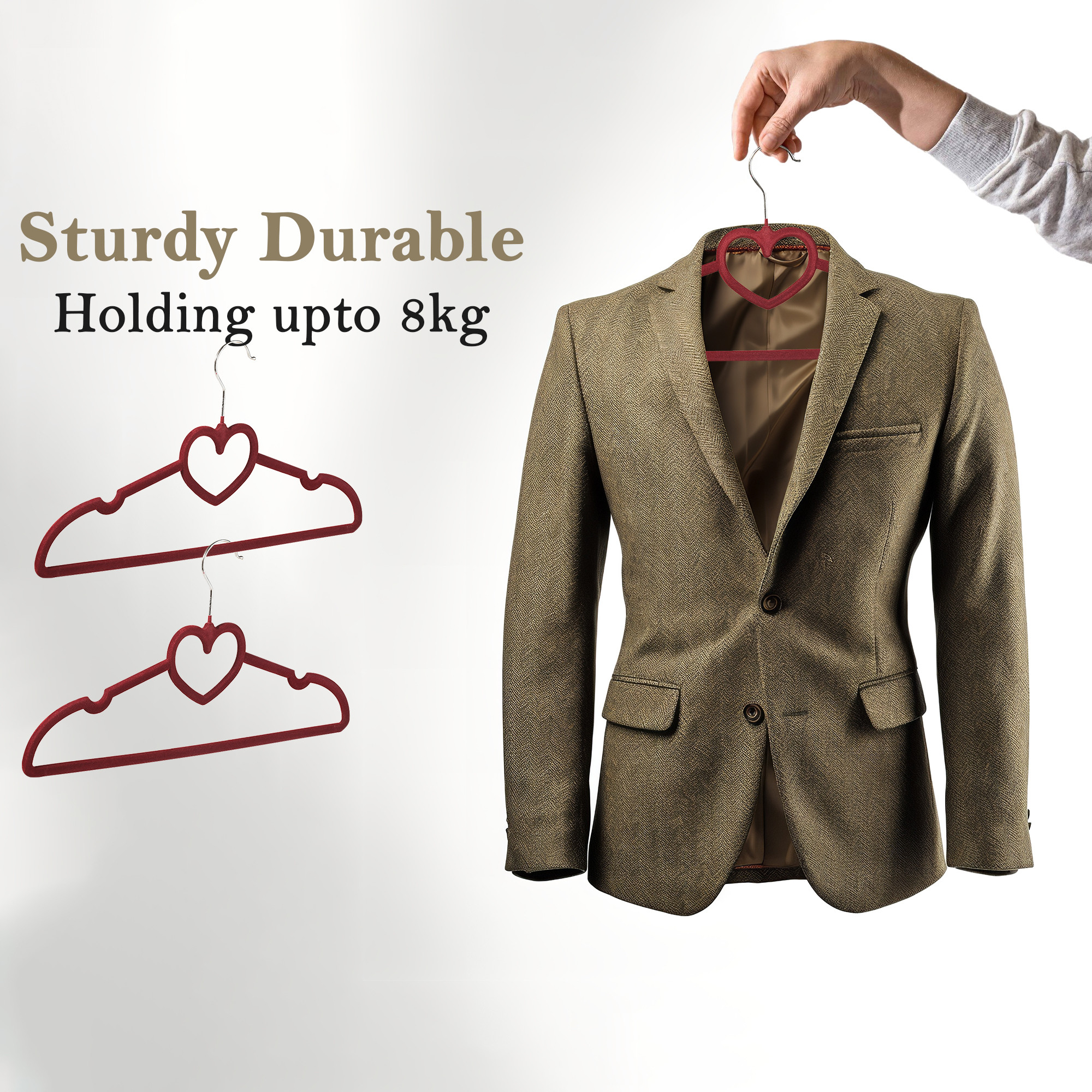 Kuber Industries Pack of 10 Hanger for Clothes  Space-Saving Sarees  Dress Hanger for Wardrobe  Durable and Non-Slip Design Hangers for Clothes Hanging  HD-2-RD  Red