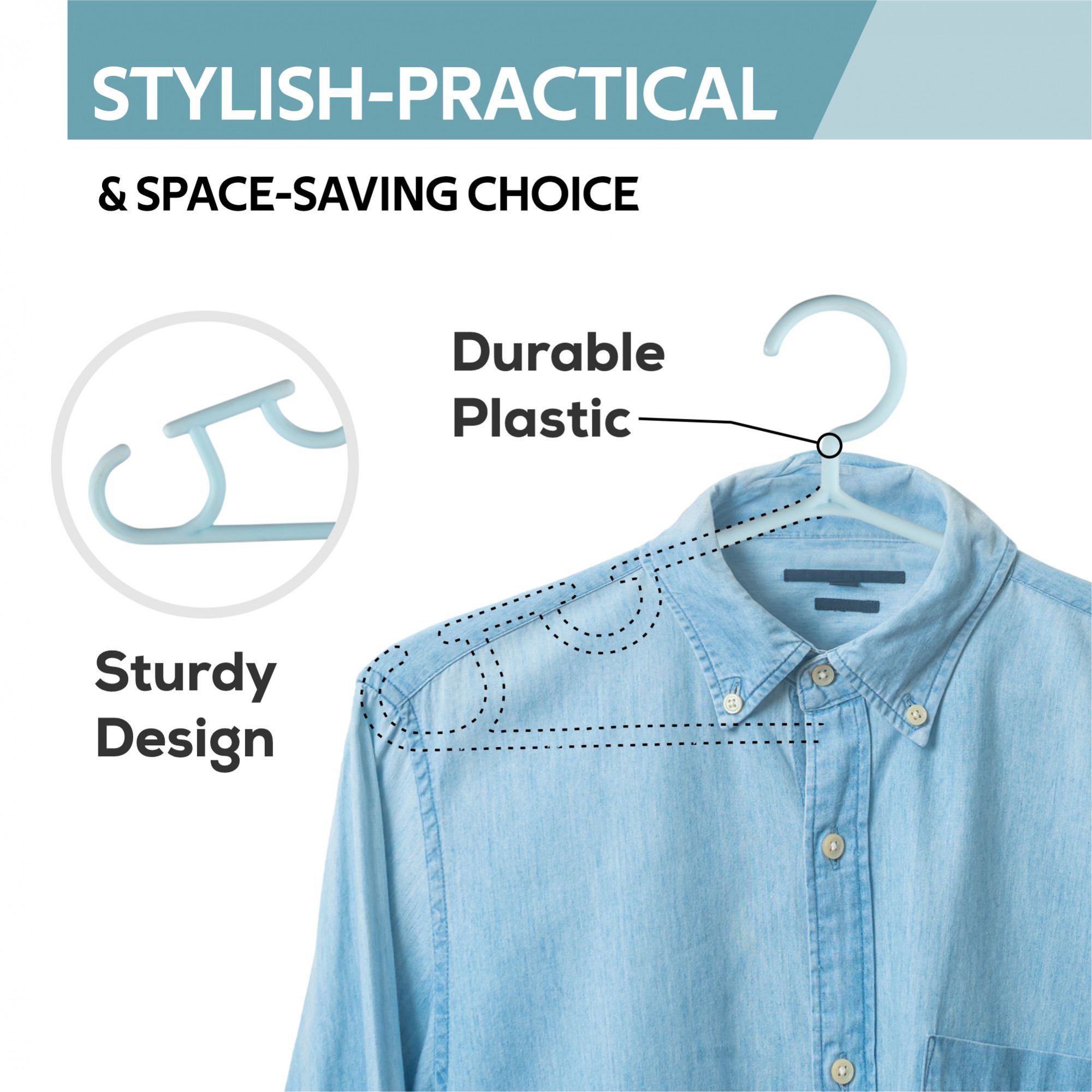 Kuber Industries Pack of 10 Hangers  Multi-Purpose Hangers for Trouser-Skirts-Coat-Dresses-Ties  Plastic Clothes Almirah Hangers  Hangers for Wardrobe-Cabinets-Closet  103  Sky Blue