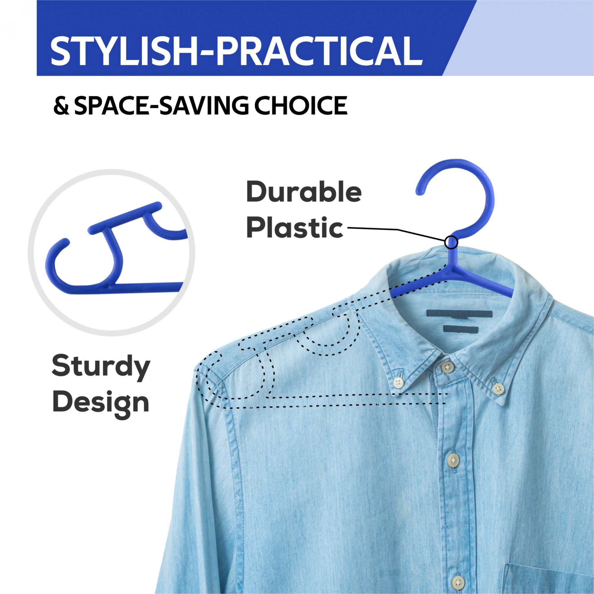 Kuber Industries Pack of 10 Hangers  Multi-Purpose Hangers for Trouser-Skirts-Coat-Dresses-Ties  Plastic Clothes Almirah Hangers  Hangers for Wardrobe-Cabinets-Closet  103  Dark Blue