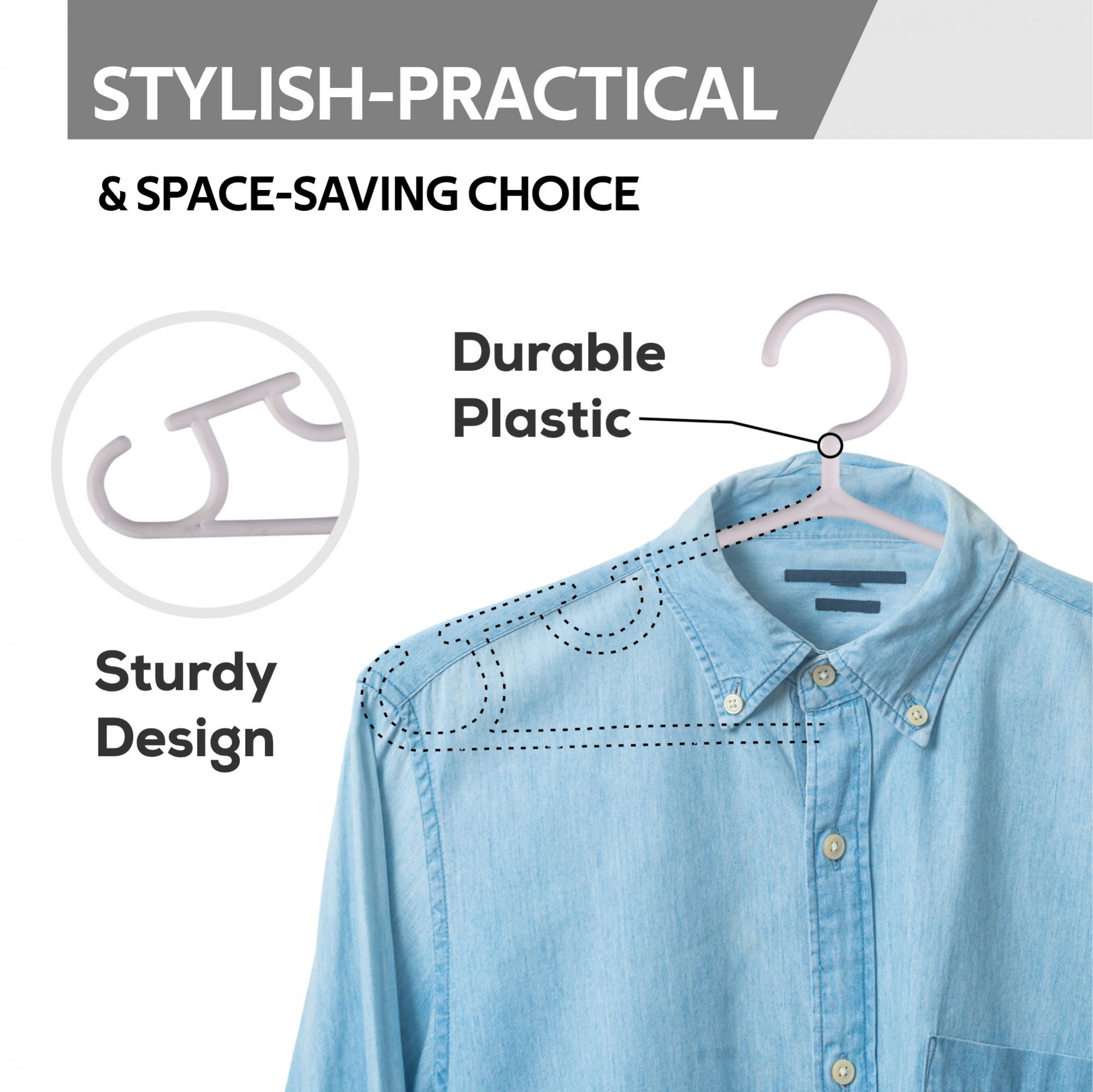 Kuber Industries Pack of 10 Hangers  Multi-Purpose Hangers for Trouser-Skirts-Coat-Dresses-Ties  Plastic Clothes Almirah Hangers  Hangers for Wardrobe-Cabinets-Closet  103  White