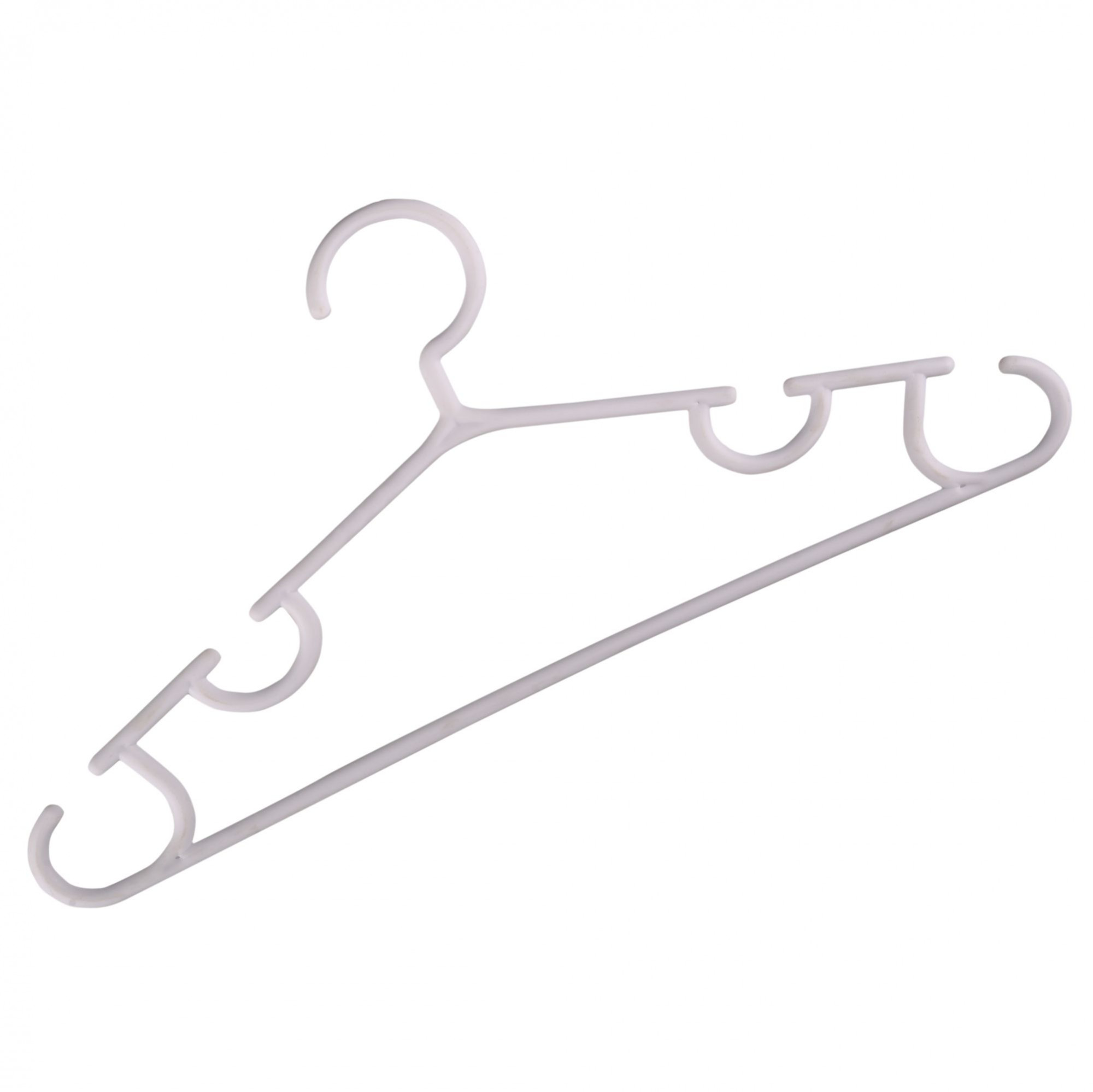 Kuber Industries Pack of 10 Hangers  Multi-Purpose Hangers for Trouser-Skirts-Coat-Dresses-Ties  Plastic Clothes Almirah Hangers  Hangers for Wardrobe-Cabinets-Closet  103  White