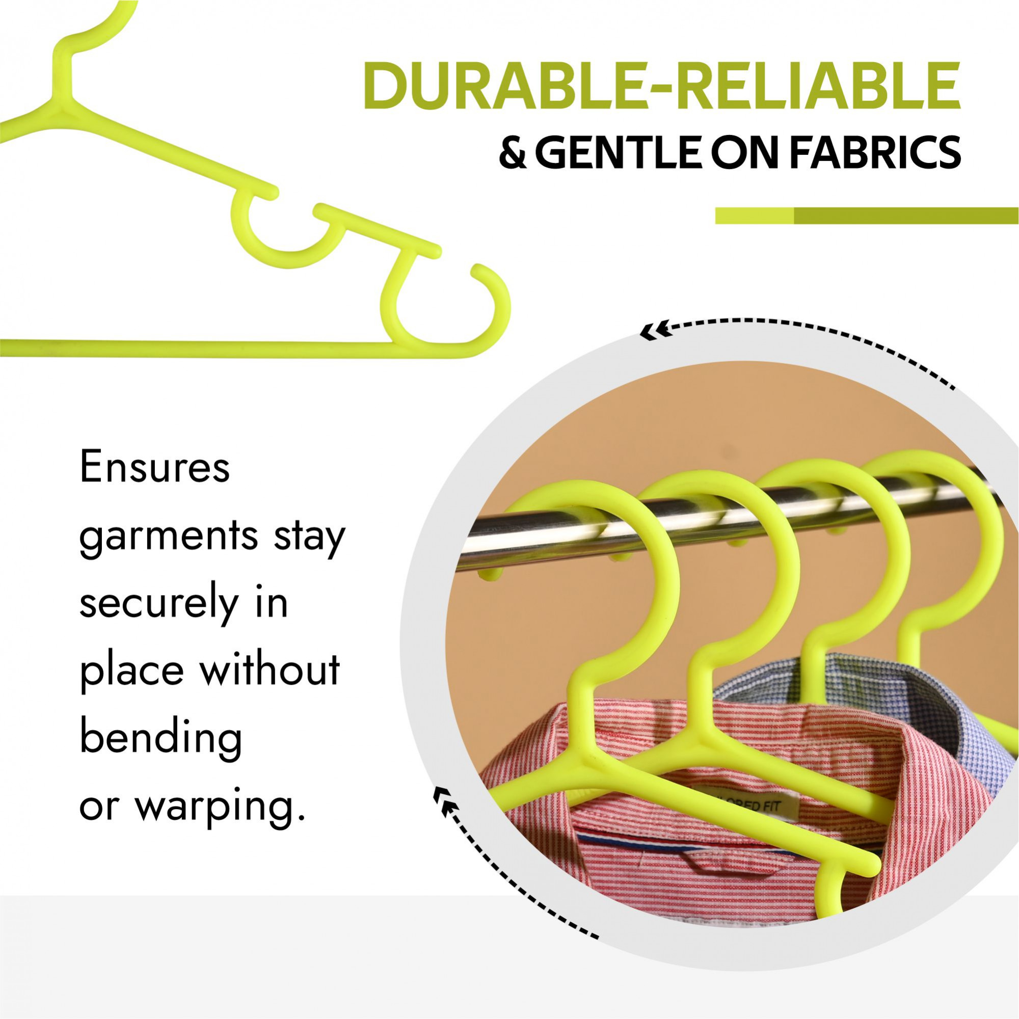 Kuber Industries Pack of 10 Hangers  Multi-Purpose Hangers for Trouser-Skirts-Coat-Dresses-Ties  Plastic Clothes Almirah Hangers  Hangers for Wardrobe-Cabinets-Closet  103  Yellow