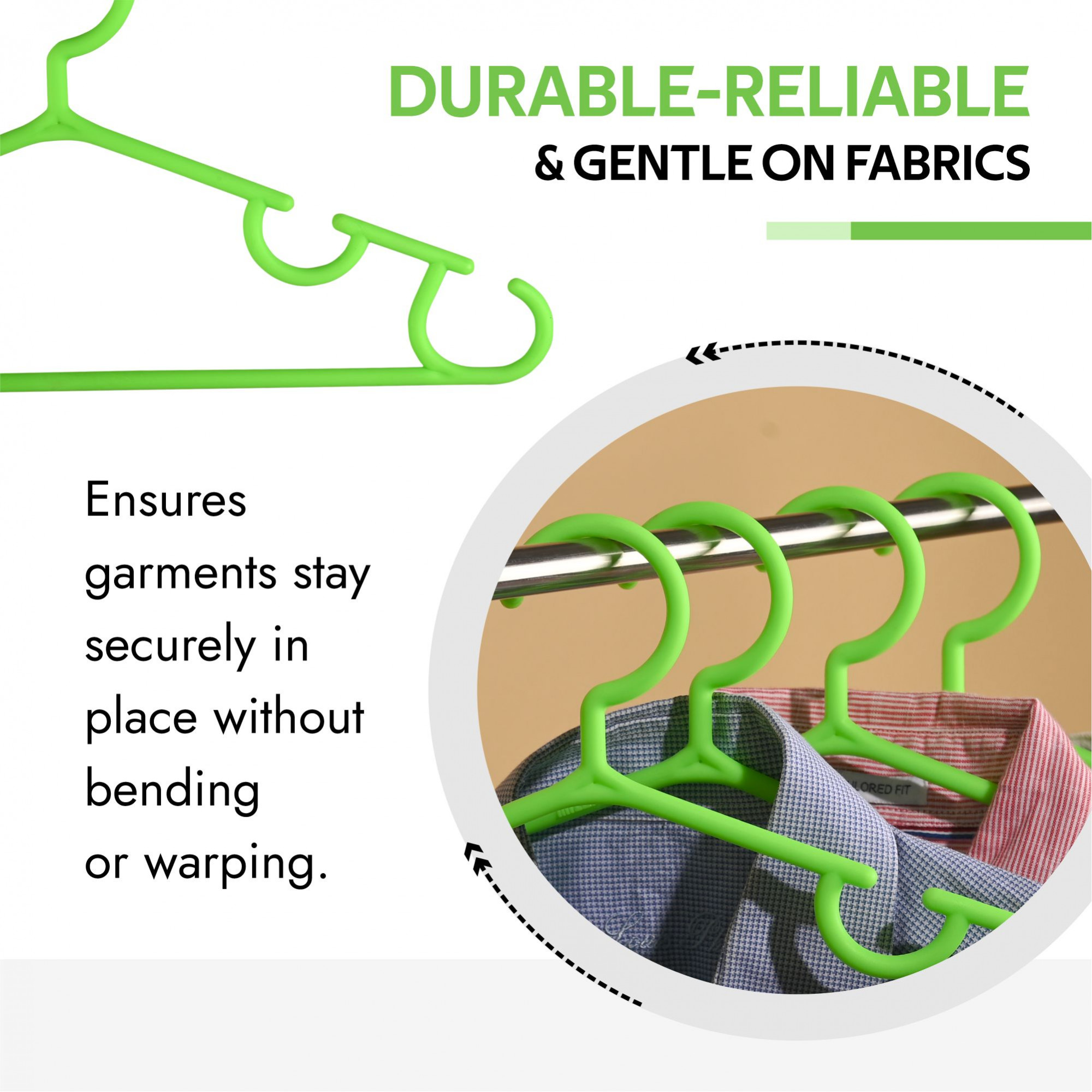Kuber Industries Pack of 10 Hangers  Multi-Purpose Hangers for Trouser-Skirts-Coat-Dresses-Ties  Plastic Clothes Almirah Hangers  Hangers for Wardrobe-Cabinets-Closet  103  Green