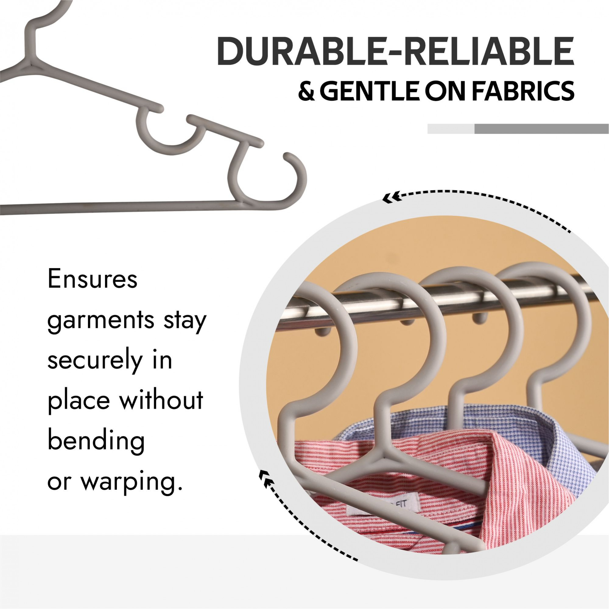 Kuber Industries Pack of 10 Hangers  Multi-Purpose Hangers for Trouser-Skirts-Coat-Dresses-Ties  Plastic Clothes Almirah Hangers  Hangers for Wardrobe-Cabinets-Closet  103  Grey