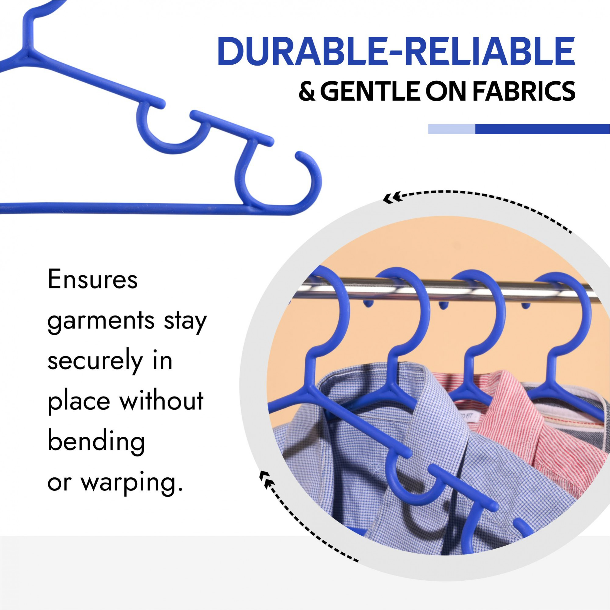 Kuber Industries Pack of 10 Hangers  Multi-Purpose Hangers for Trouser-Skirts-Coat-Dresses-Ties  Plastic Clothes Almirah Hangers  Hangers for Wardrobe-Cabinets-Closet  103  Dark Blue