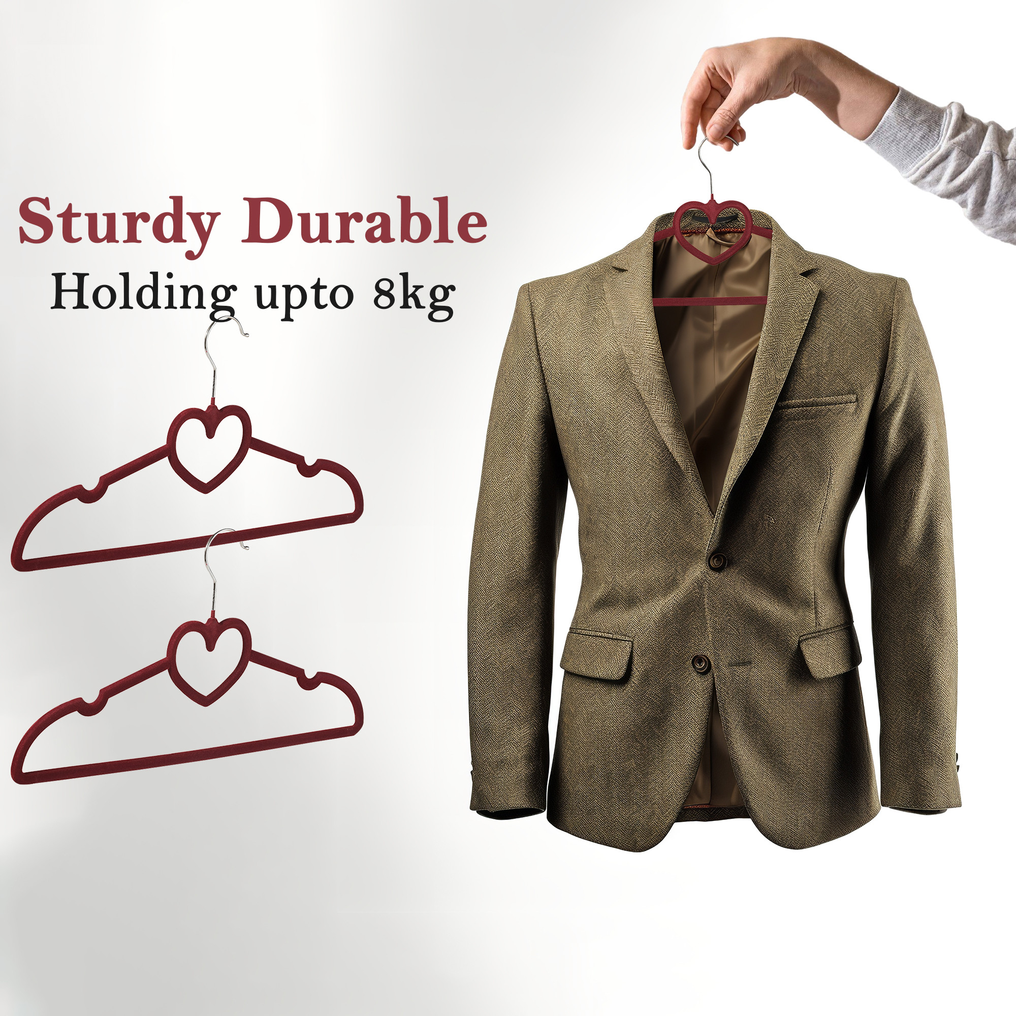 Kuber Industries Pack of 10 Multi-Purpose Velvet Hanger for Clothes  Multiple Hanger for Hanging Shirt Saree Bra  Dresses  Delicate Cloth Hangers for Wardrobe  HD-2-MRN  Maroon