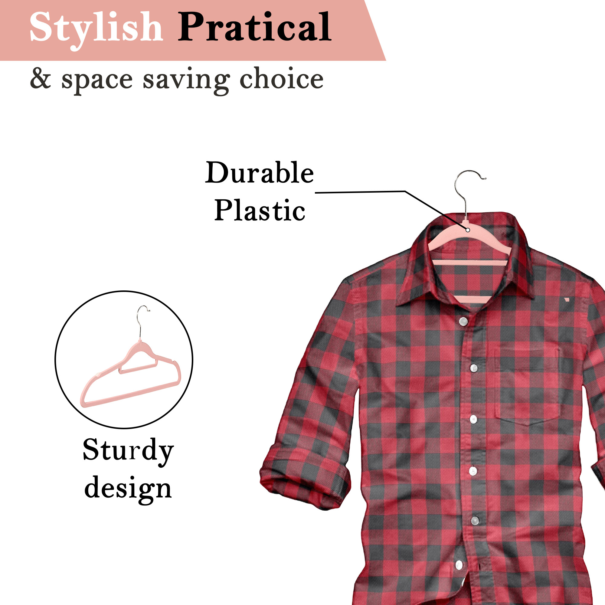 Kuber Industries Pack of 10 Multi-Purpose Velvet Hanger for Clothes  Multiple Hangers for Hanging Shirt Saree Dress  Undergarments  Delicate Cloth Hangers for Wardrobe  HD-2-PNK  Pink