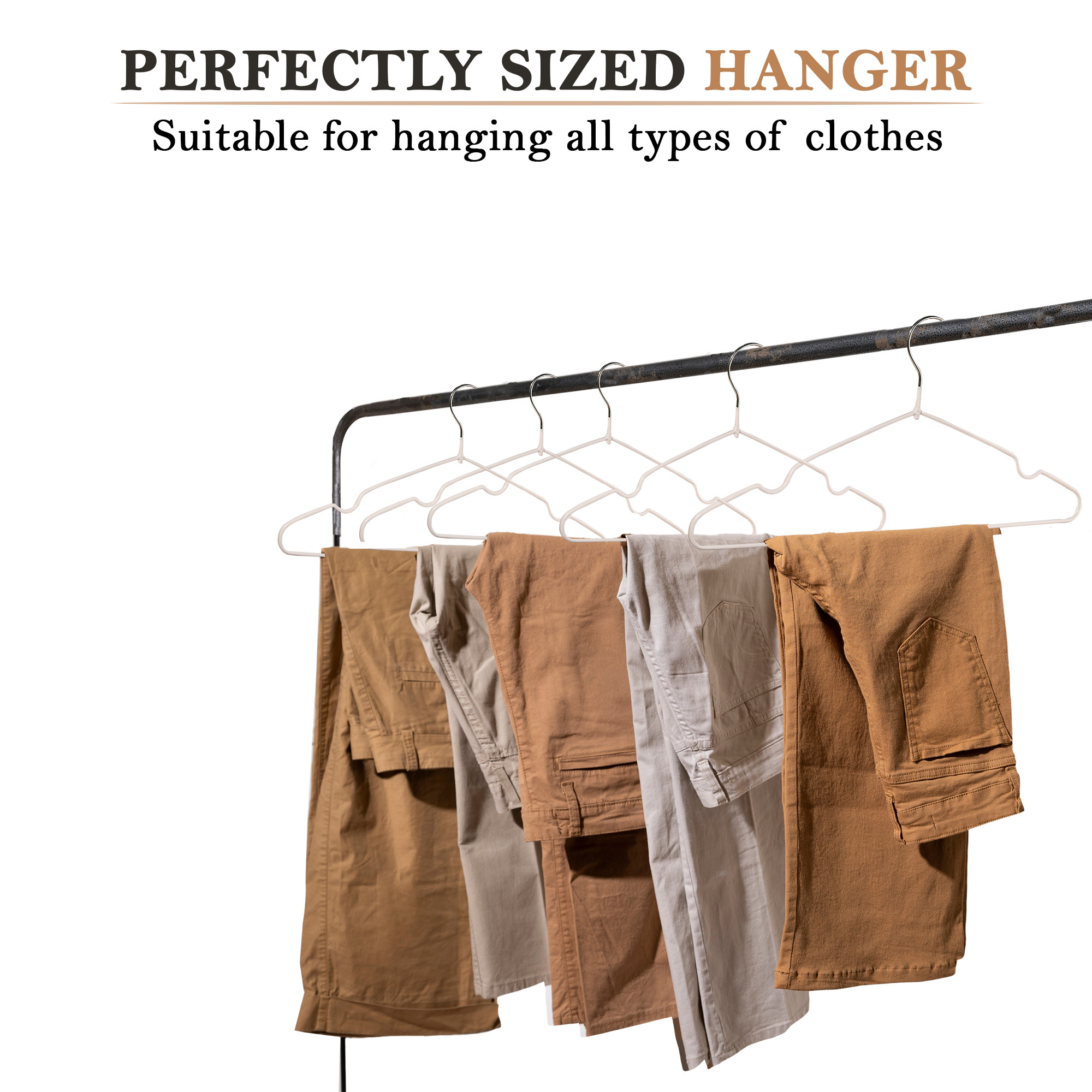 Kuber Industries Pack of 10 Multipurpose Cloth Hangers for Wardrobe  Iron Hangers for Clothes Shirt Saree  Caps  Multiple Hangers for Hanging  HD-1-WHH  White