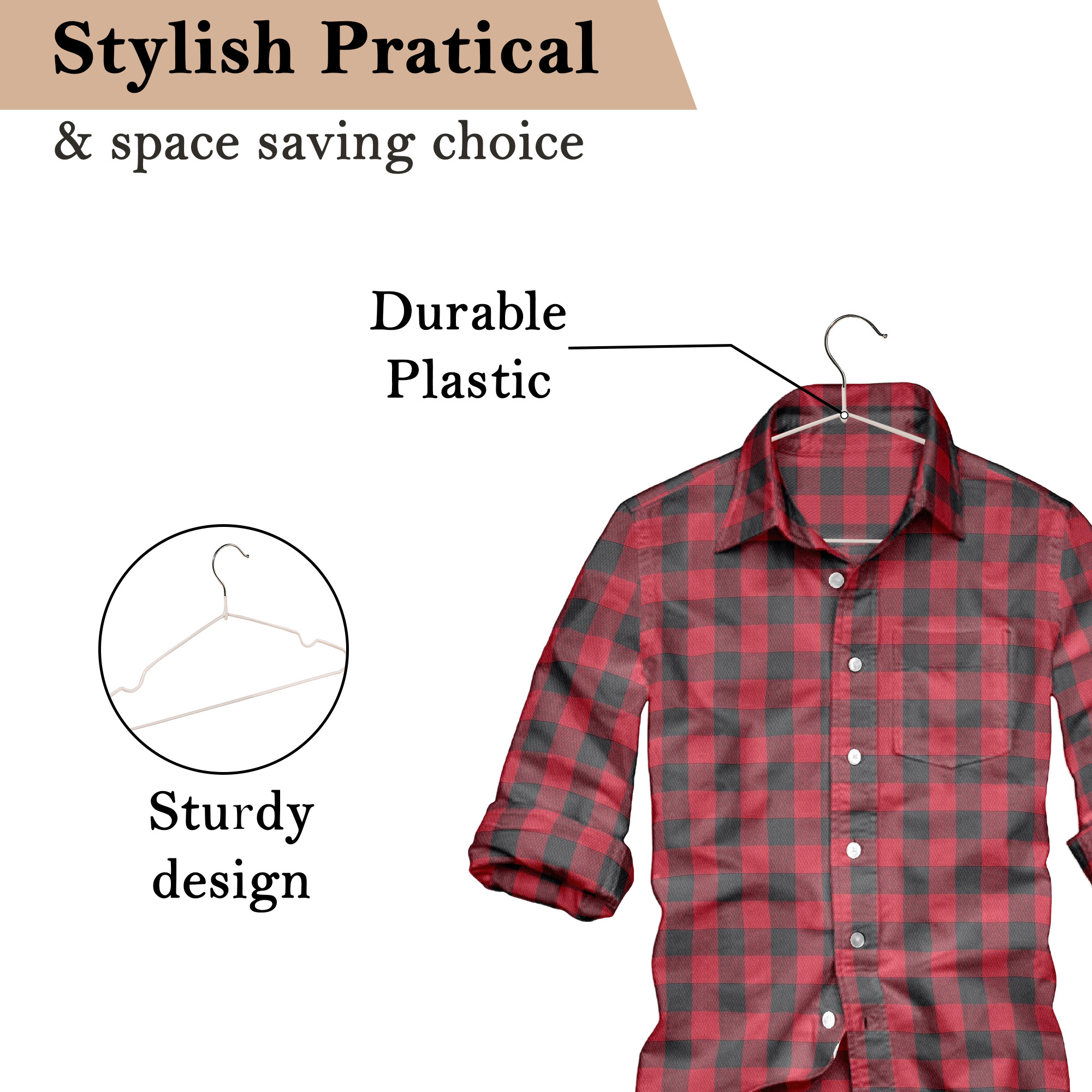 Kuber Industries Pack of 10 Multipurpose Cloth Hangers for Wardrobe  Iron Hangers for Clothes Shirt Saree  Caps  Multiple Hangers for Hanging  HD-1-WHH  White