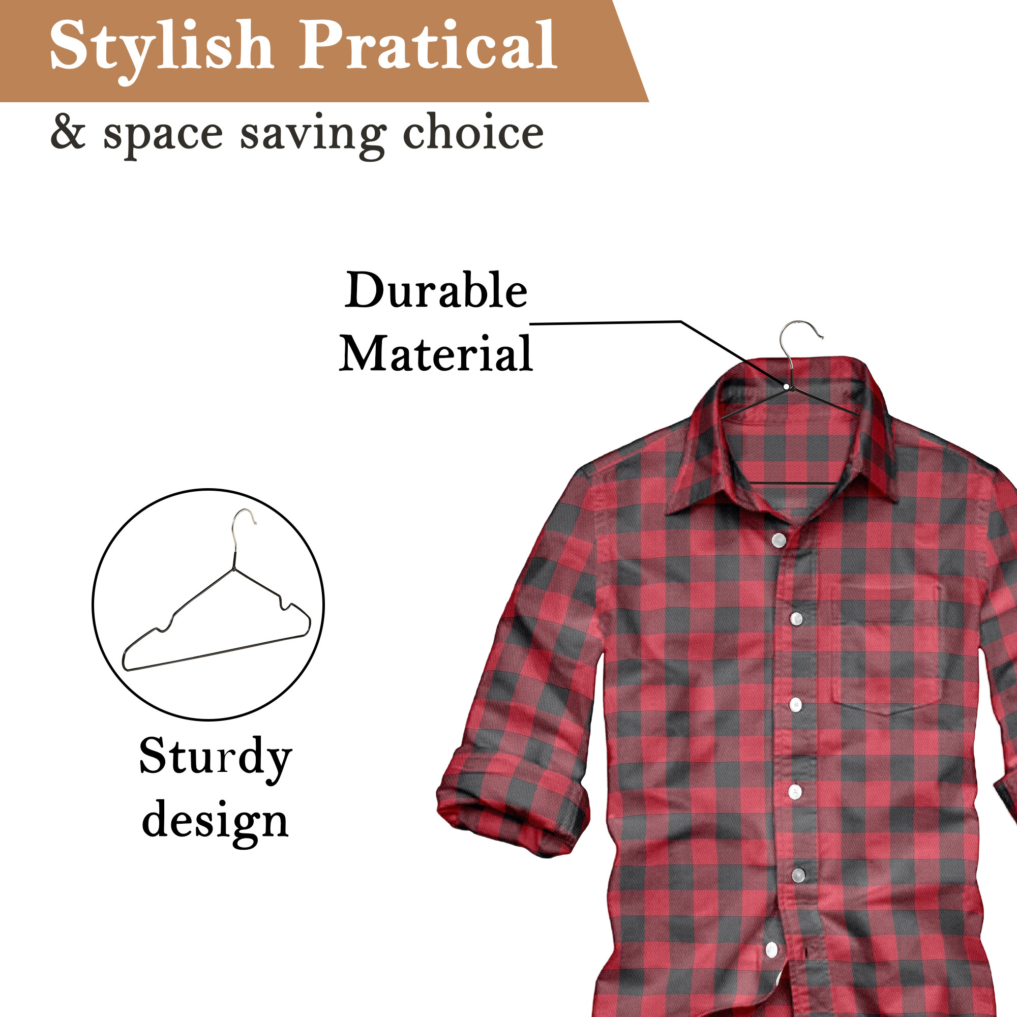 Kuber Industries Pack of 10 Multipurpose Cloth Hangers for Wardrobe  Iron Hangers for Clothes Shirt Saree  Caps  Multiple Hangers for Hanging  HD-1-BLK  Black