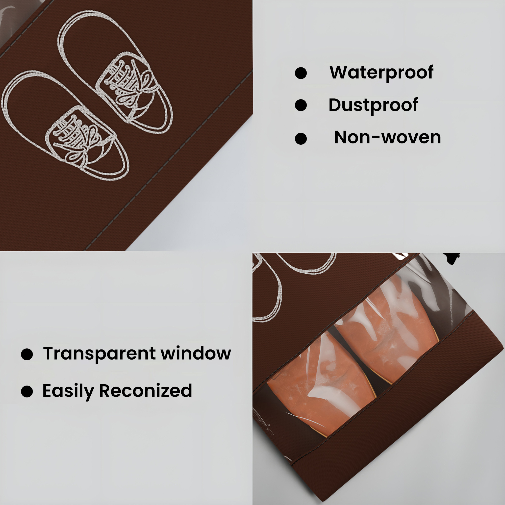 Kuber Industries Pack of 12 - Shoe Bag for Travel  Shoe Cover for Storage  Shoe Pouches for Travelling  Travel Accessories Shoe Organizer  Shoe Storage Bag for Men  Coffee