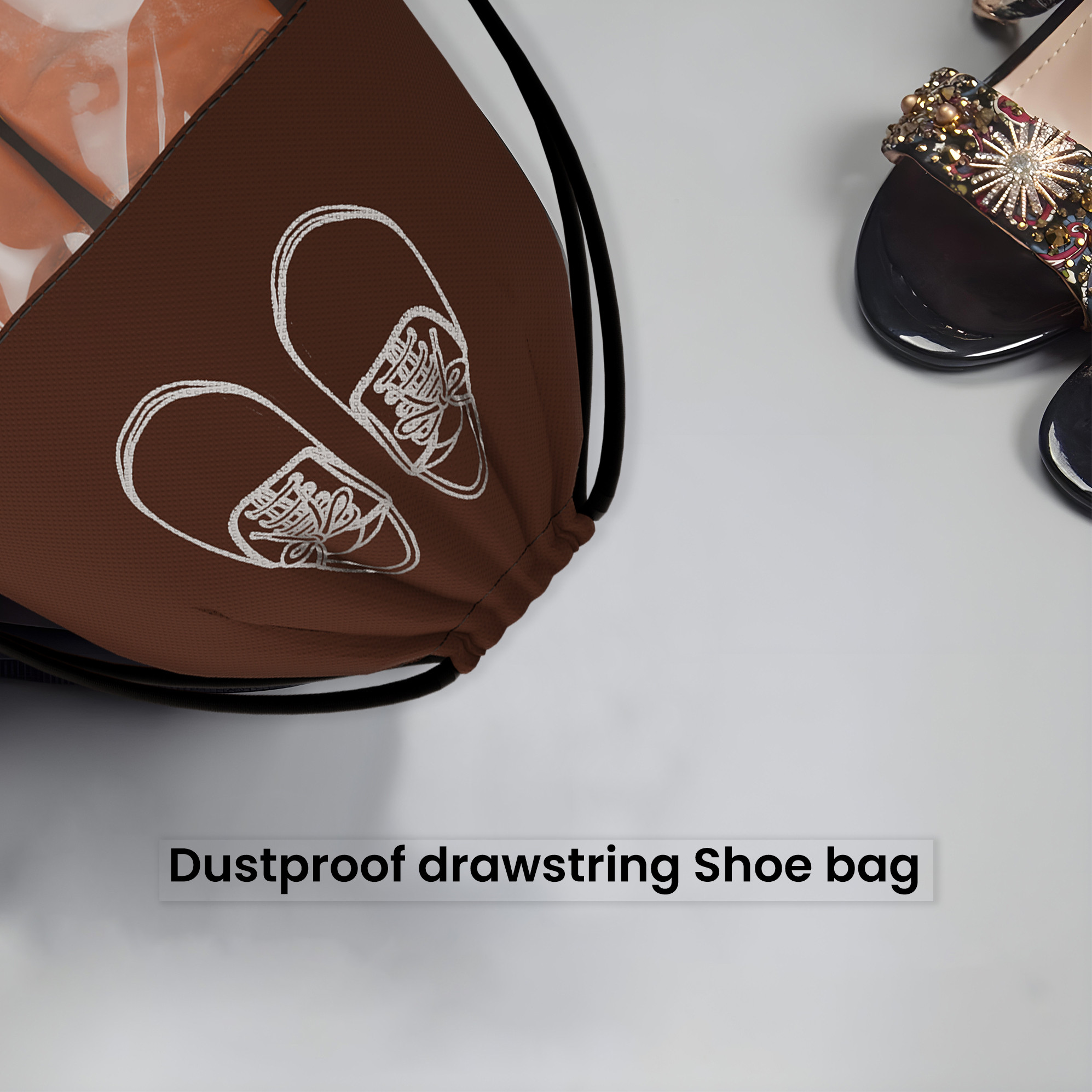 Kuber Industries Pack of 12 - Shoe Bag for Travel  Shoe Cover for Storage  Shoe Pouches for Travelling  Travel Accessories Shoe Organizer  Shoe Storage Bag for Men  Coffee