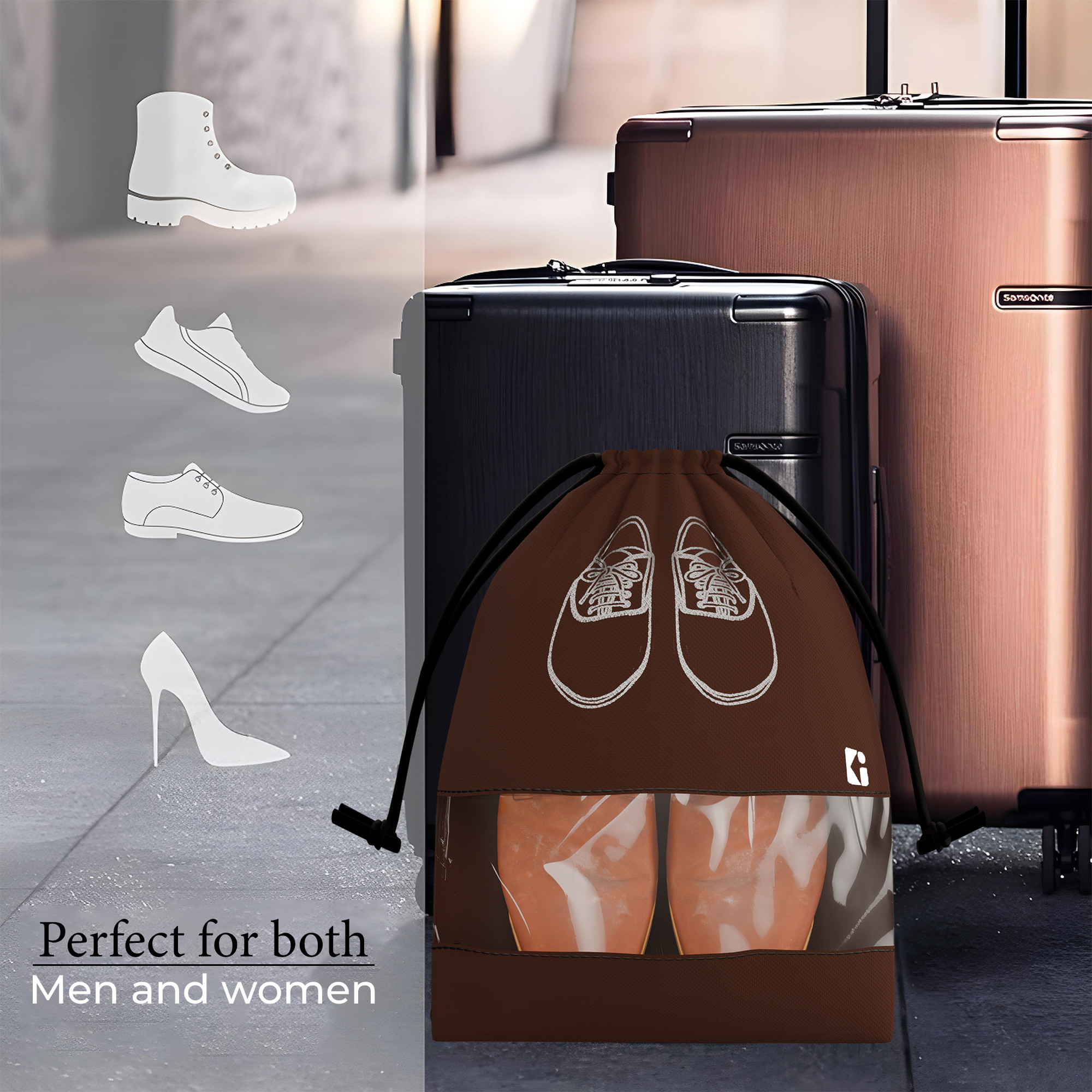 Kuber Industries Pack of 12 - Shoe Bag for Travel  Shoe Cover for Storage  Shoe Pouches for Travelling  Travel Accessories Shoe Organizer  Shoe Storage Bag for Men  Coffee