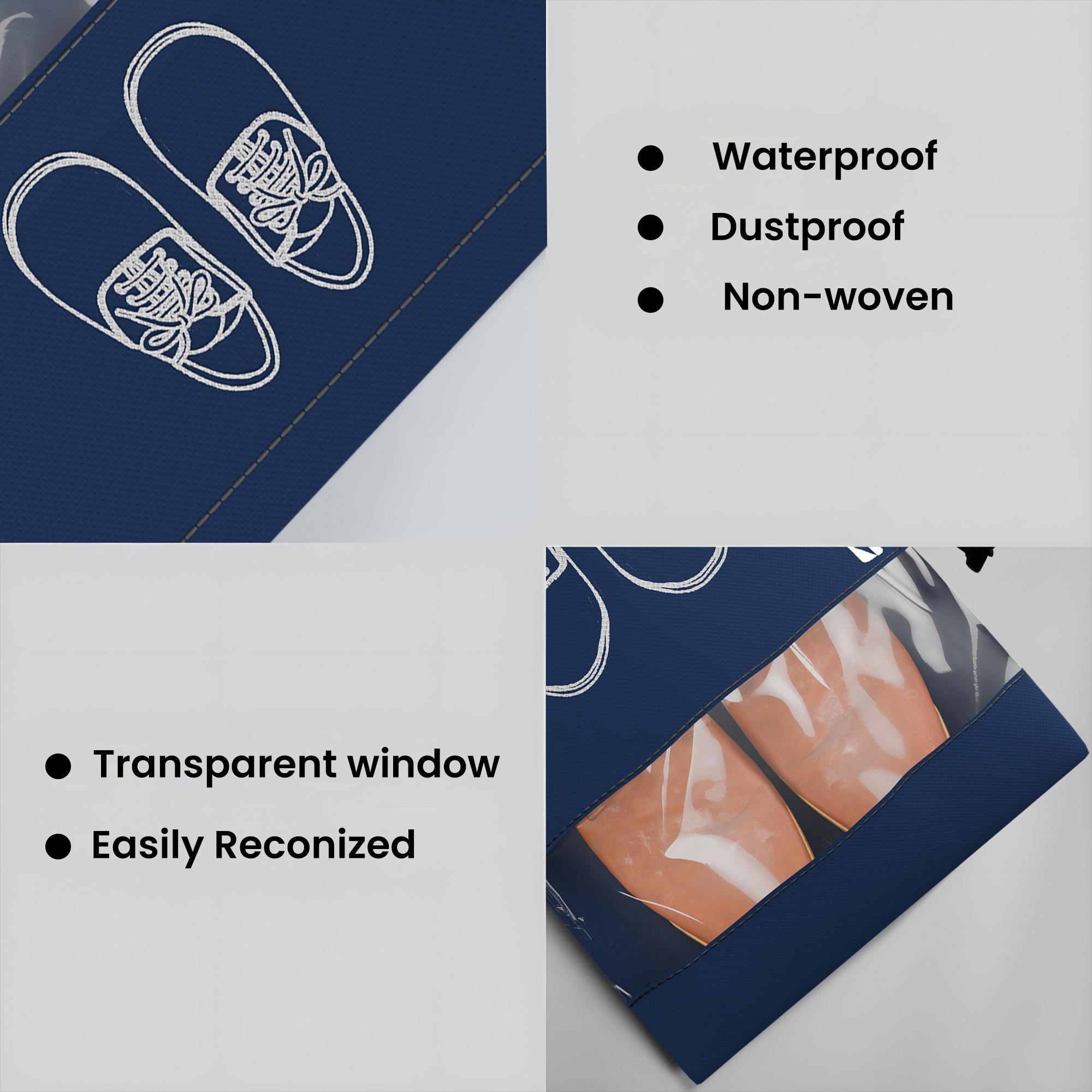 Kuber Industries Pack of 12 - Shoe Bag for Travel  Shoe Cover for Storage  Shoe Pouches for Travelling  Travel Accessories Shoe Organizer  Shoe Storage Bag for Men  Navy Blue