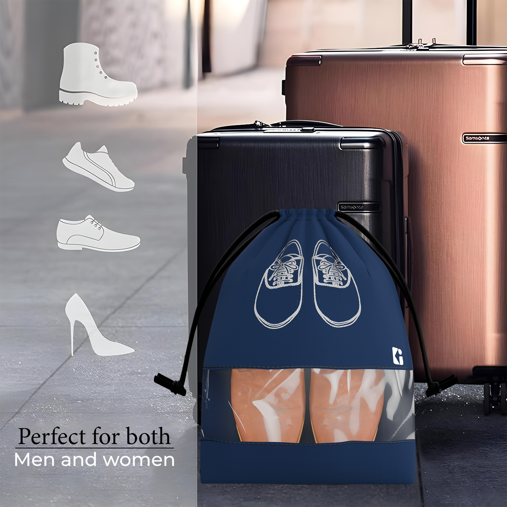 Kuber Industries Pack of 12 - Shoe Bag for Travel  Shoe Cover for Storage  Shoe Pouches for Travelling  Travel Accessories Shoe Organizer  Shoe Storage Bag for Men  Navy Blue