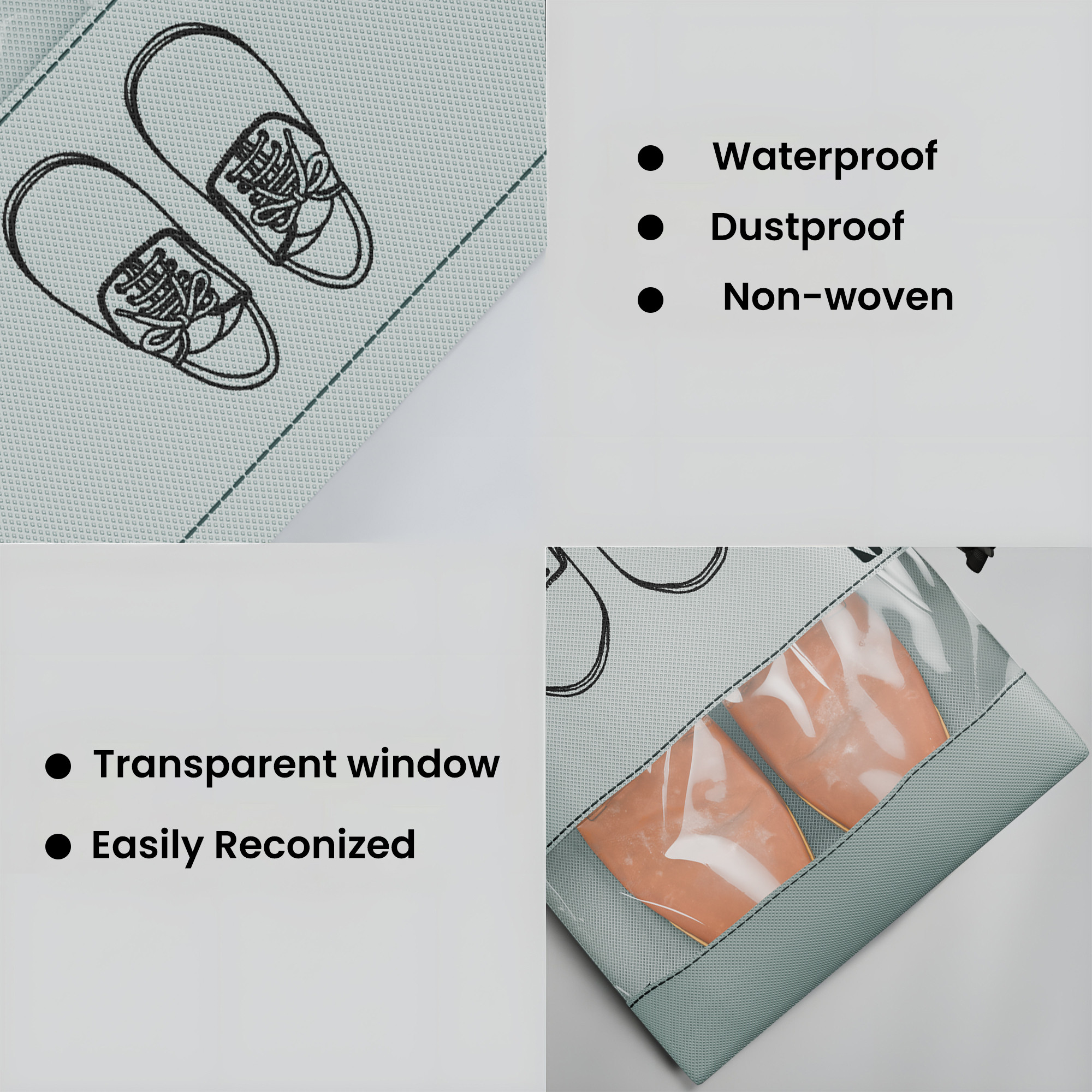 Kuber Industries Pack of 12 - Shoe Bag for Travel  Shoe Cover for Storage  Shoe Pouches for Travelling  Travel Accessories Shoe Organizer  Shoe Storage Bag for Men  Grey