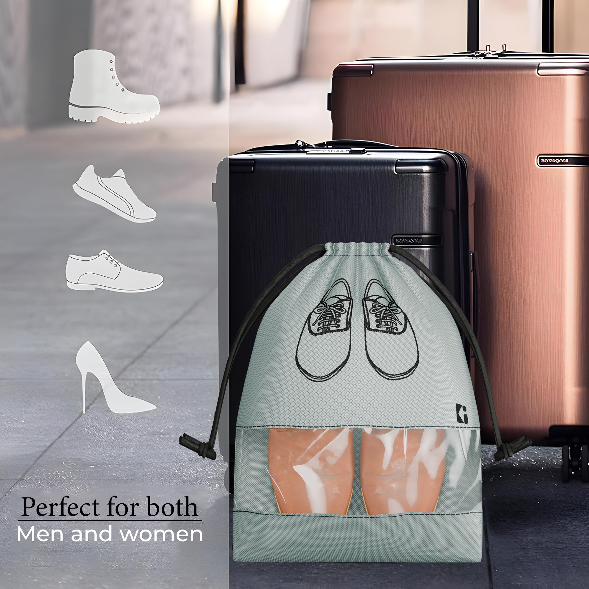 Kuber Industries Pack of 12 - Shoe Bag for Travel  Shoe Cover for Storage  Shoe Pouches for Travelling  Travel Accessories Shoe Organizer  Shoe Storage Bag for Men  Grey