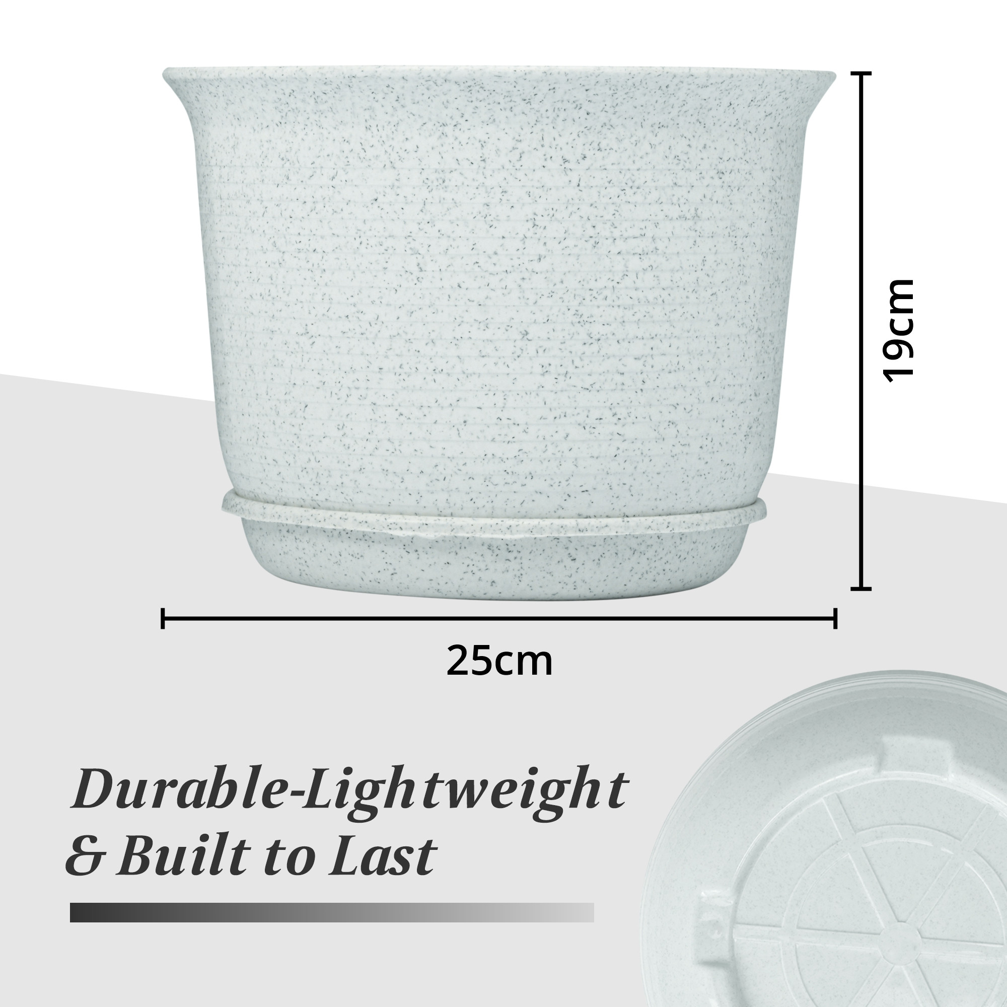 Kuber Industries Pack of 12 Flower Pot with Bottom Tray | Flower Pot for Living Room | Planters for Home-Lawns & Gardening | Flower Planter for Balcony | Marble Sawera | 10 Inch | Multicolor