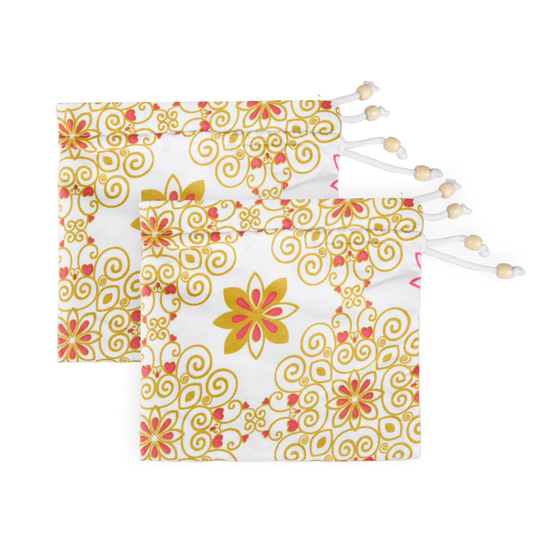 Kuber Industries Pack of 2 Bolster Cover  Cotton Bolster Cover Set  Diwan Bolster Cushion Pillow Covers  Bed Side Long Pillow Case  Rangoli Masand Cover  16x32 Inch  White  Orange