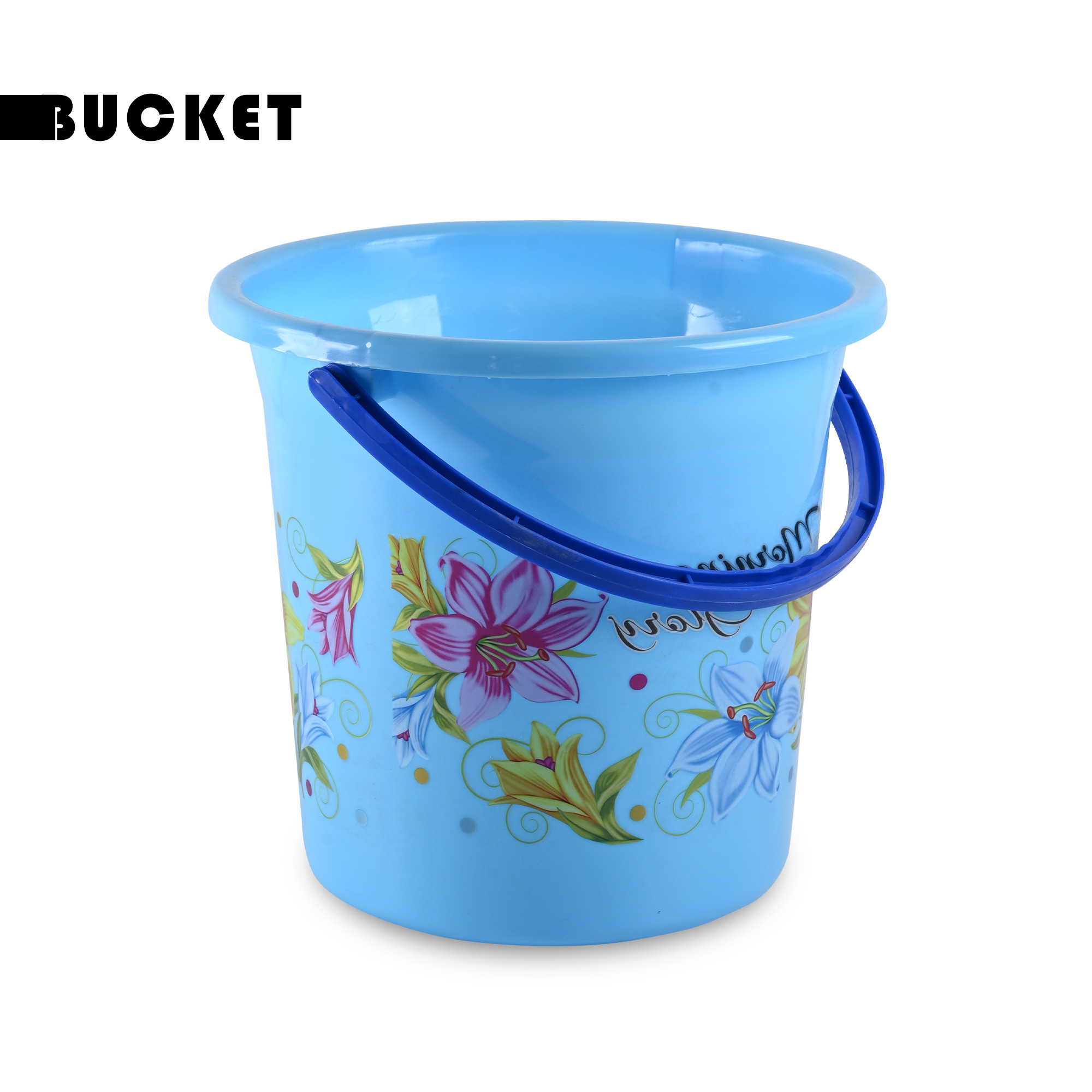 Kuber Industries Pack of 2 Bucket  Water Bucket for Bathroom 18 LTR Plastic Bucket for Kitchen  Balti for Bathroom  Bucket for Daily Use  Portable Printed Storage Bucket  Blue  Pink
