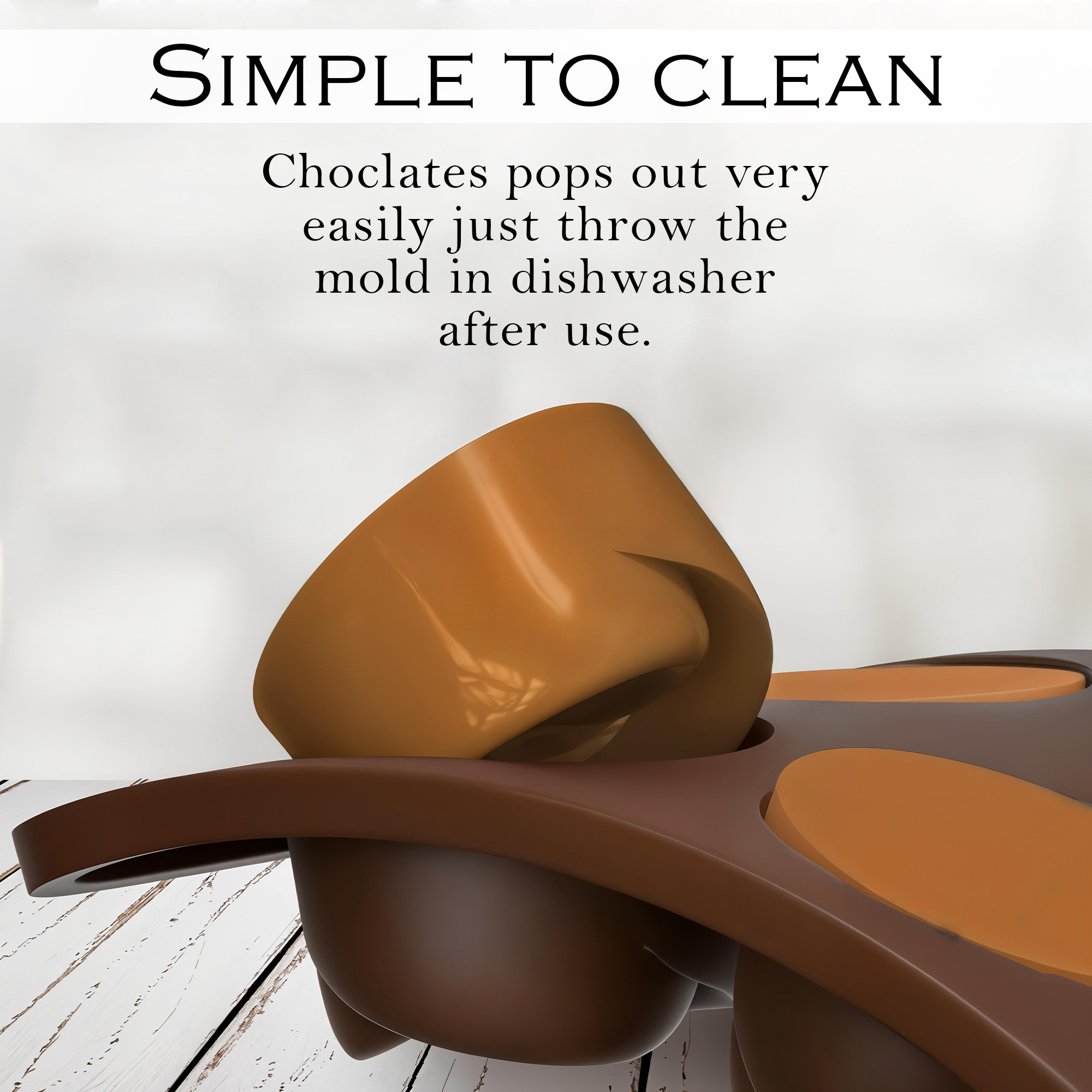 Kuber Industries Pack of 2 Chocolate Silicone Moulds for Homemade Treats  Easy to Use Silicone Chocolate Mould Ice Making KitTray  Flower Design - Chocolate Brown