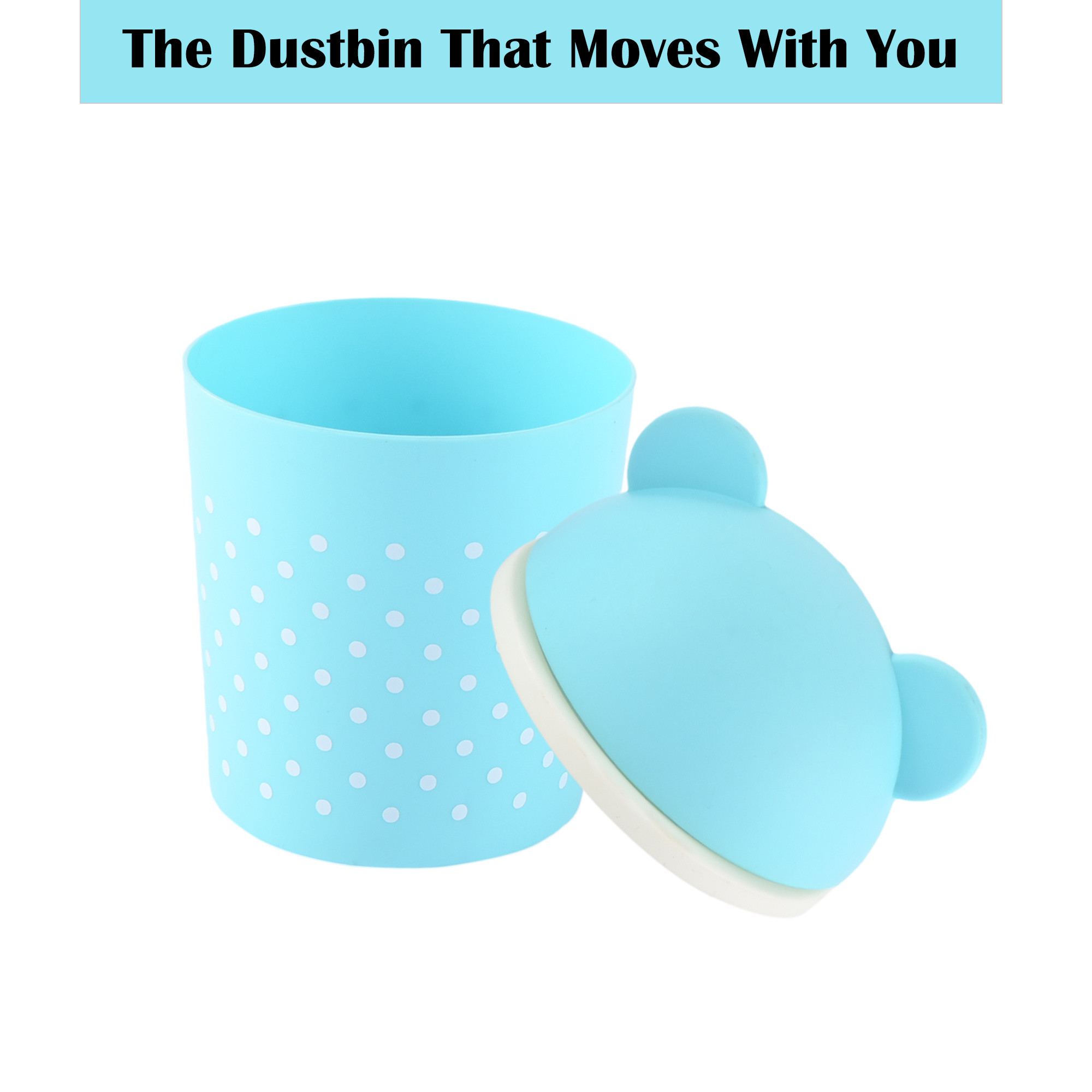 Kuber Industries Pack of 2 Cute Small 1 Ltr Table Dustbin for Home  Office with Lid  Lightweight Mini Dustbin for KitchenBedroom - Ideal for Desk Countertops  Small Spaces  Sky Blue