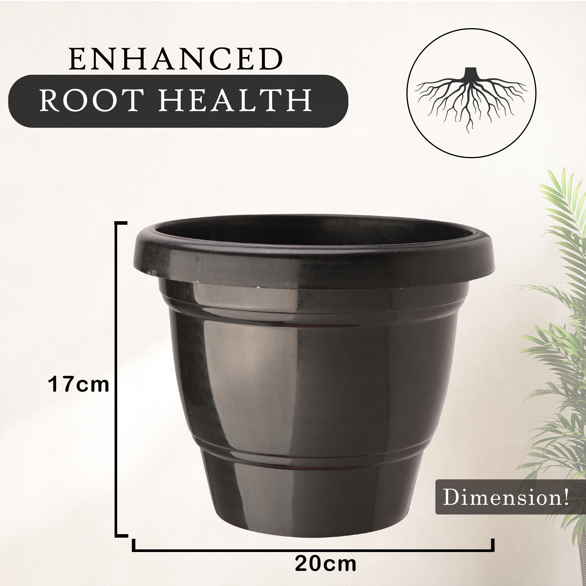 Kuber Industries Pack of 2 Flower Pot  2-Layer Fuldani Flower Pot  8 Inch Pots for Terrace Garden  Pots Stand for Plants  Phooldaan for Home Dcor  Synergy Indoor Plant Stand  Black