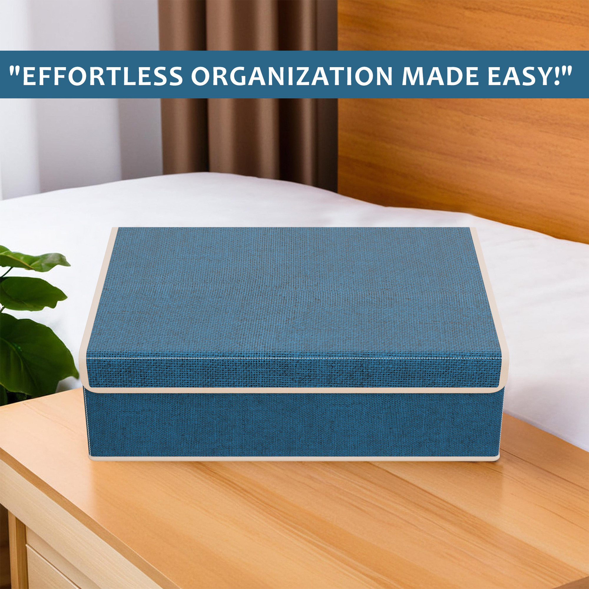 Kuber Industries Pack of 2 Foldable Multi-Grid Undergarments Organizer with Top Flap  Socks  Innerwear Organiser for Wardrobe  Ideal for BrasPanties Underwear  Ties  LJ-17-NBLU  Navy  White