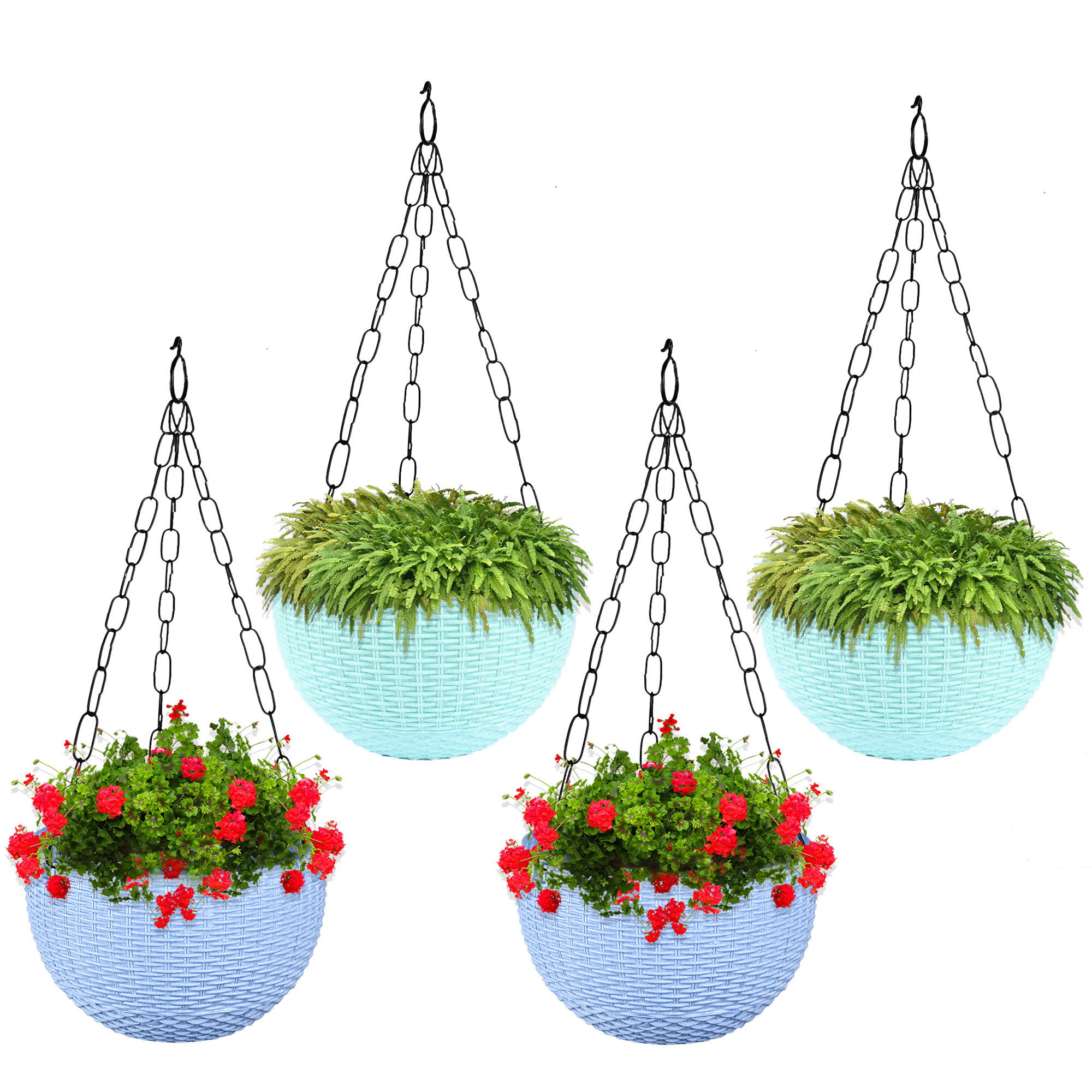 Kuber Industries Pack of 2 Hanging Flower Pot  | Hanging Flower Pot for Living Room | Hanging Pot for Home-Lawns & Gardening | Flower Planter for Balcony | Marble Euro | 7 Inch | Blue & Mint Green