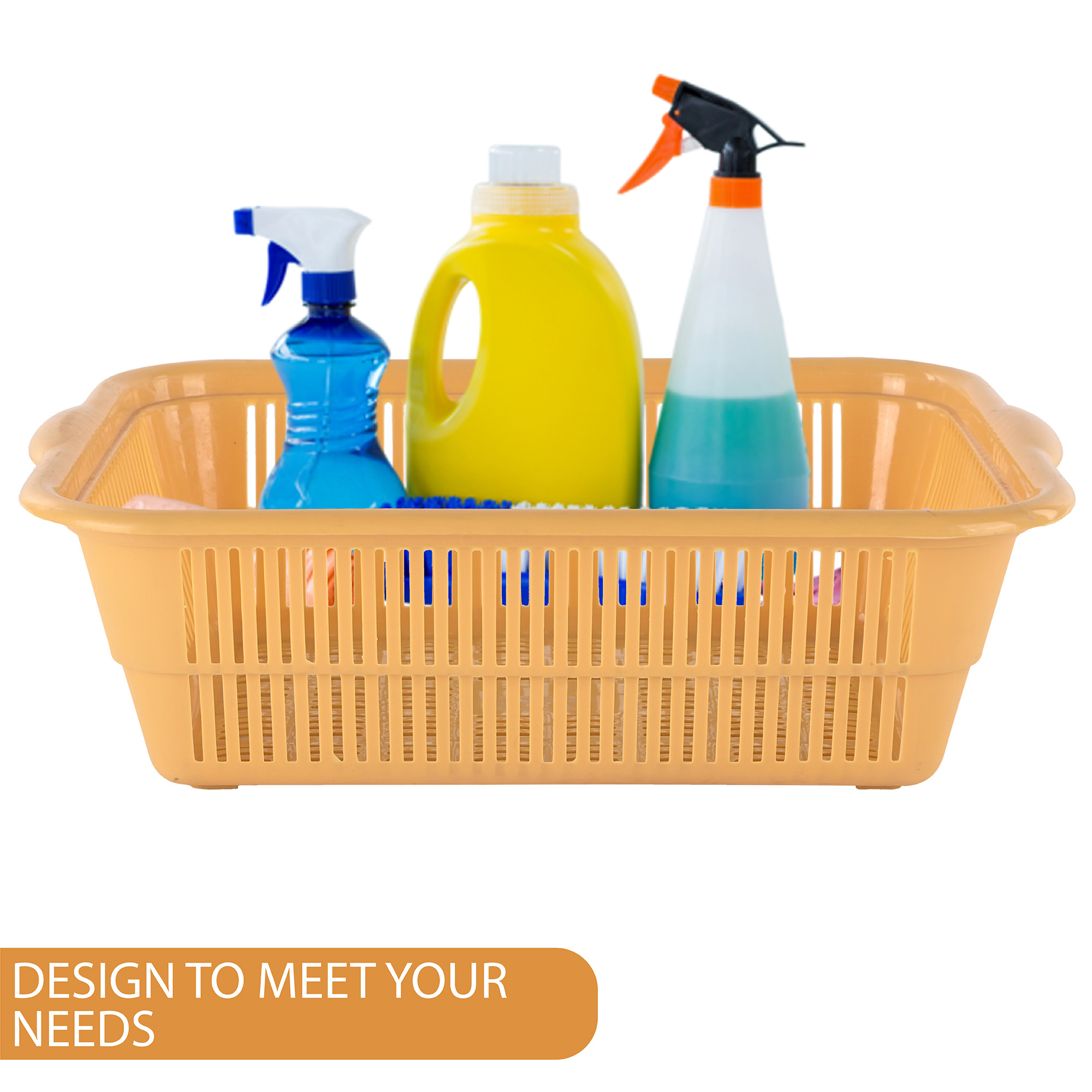 Kuber Industries Pack of 2 Multipurpose Plastic Storage Baskets for Organizing Home  Office  Clothes Makeup  Stationery Storage BoxTray- Ideal for Kitchen Bathroom and Room  Plain Yellow