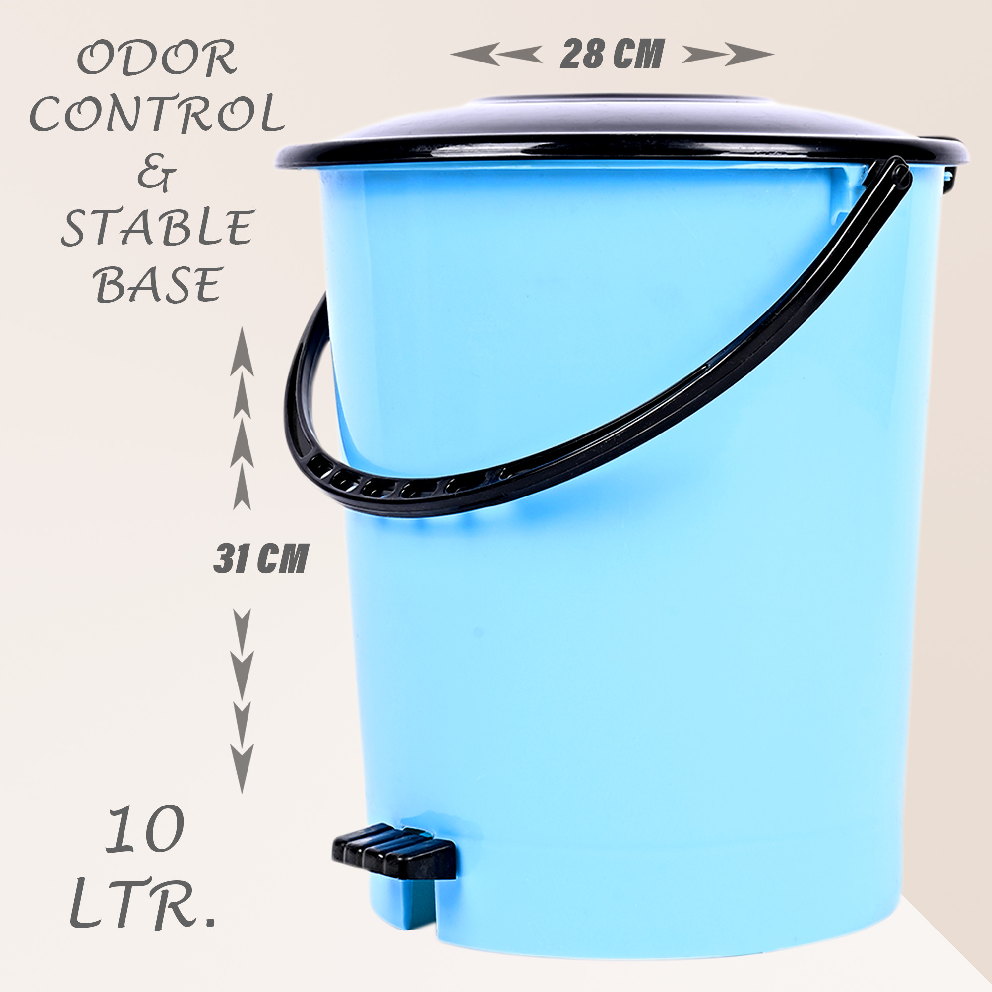 Kuber Industries Pack of 2 Pedal Dustbin | Dustbin with Lid | Garbage Bin | Dustbin for Kitchen-Bathroom | Wet & Dry Waste Bin | Black Dhakkan Trash Can | 10 LTR | Pink & Blue