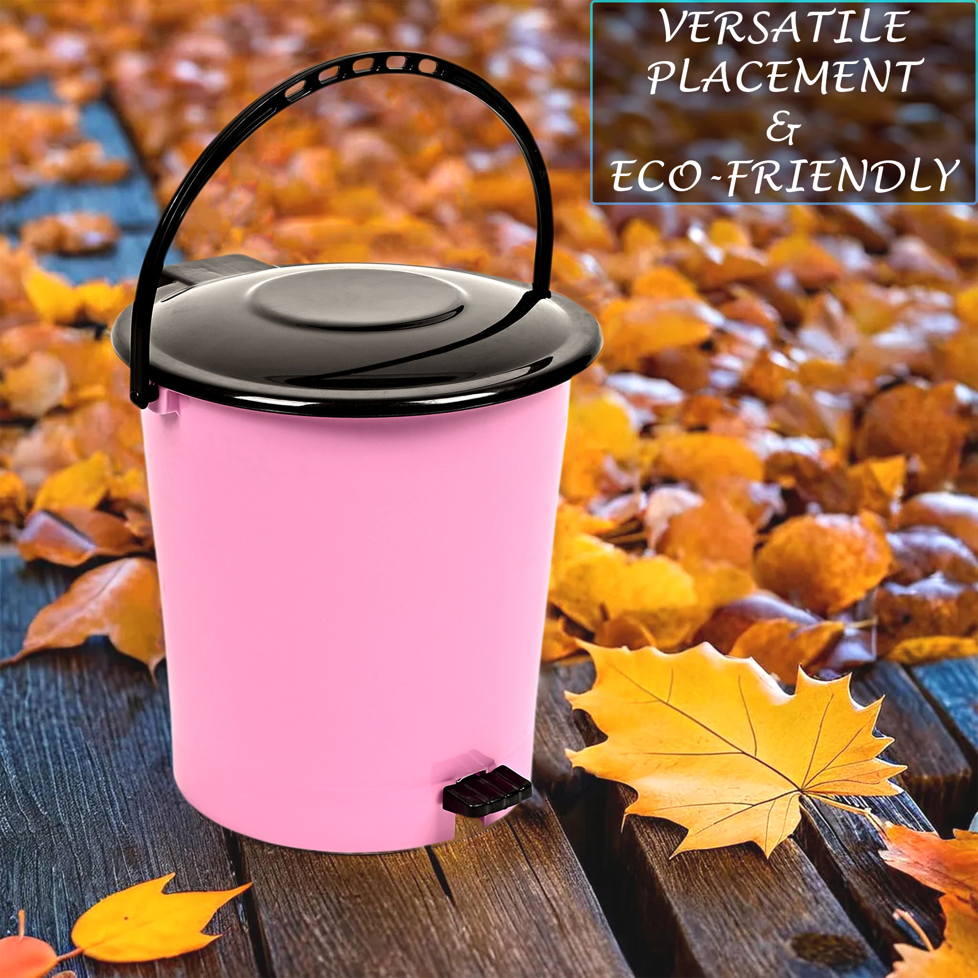 Kuber Industries Pack of 2 Pedal Dustbin | Dustbin with Lid | Garbage Bin | Dustbin for Kitchen-Bathroom | Wet & Dry Waste Bin | Black Dhakkan Trash Can | 10 LTR | Pink & Blue