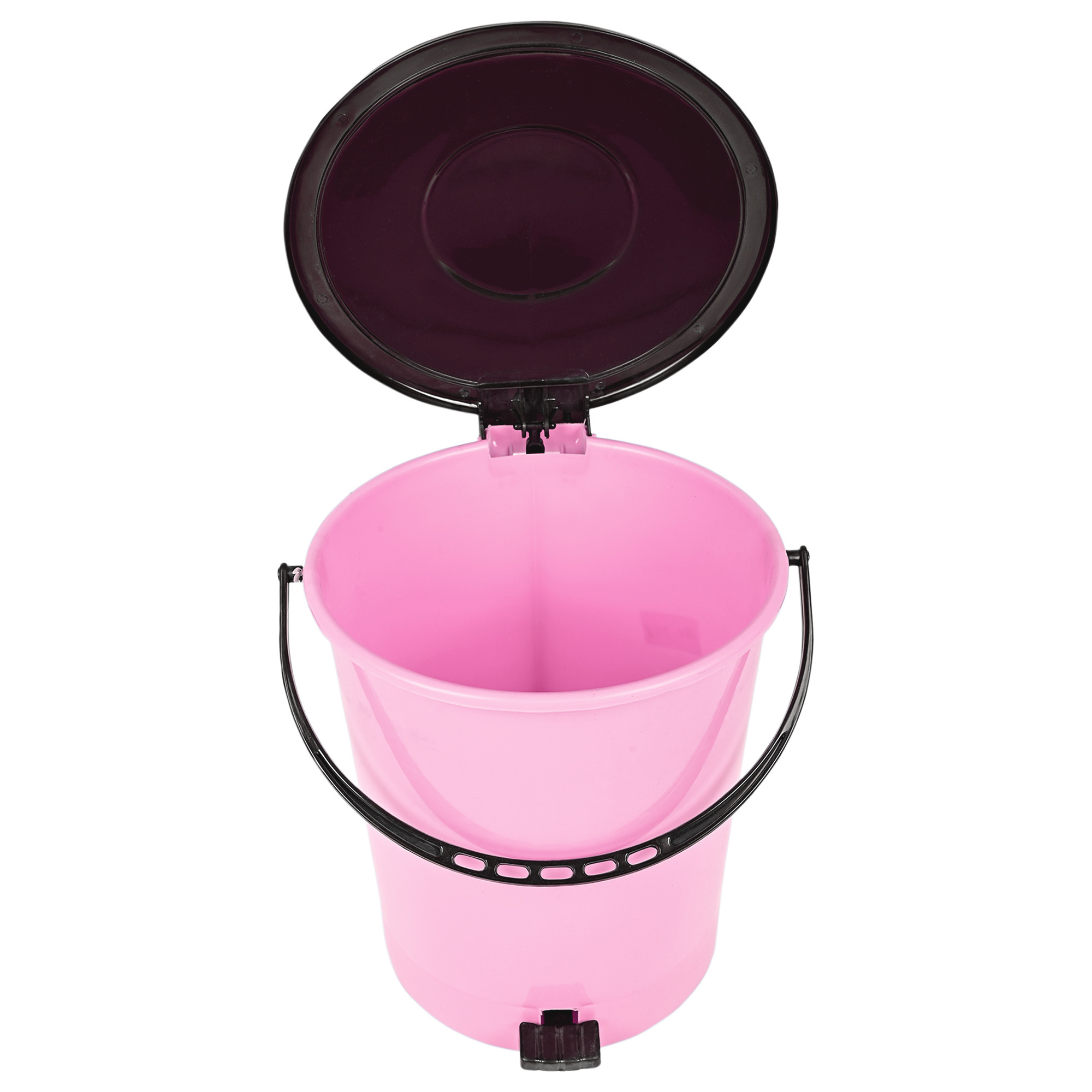 Kuber Industries Pack of 2 Pedal Dustbin | Dustbin with Lid | Garbage Bin | Dustbin for Kitchen-Bathroom | Wet & Dry Waste Bin | Black Dhakkan Trash Can | 10 LTR | Pink & Gray